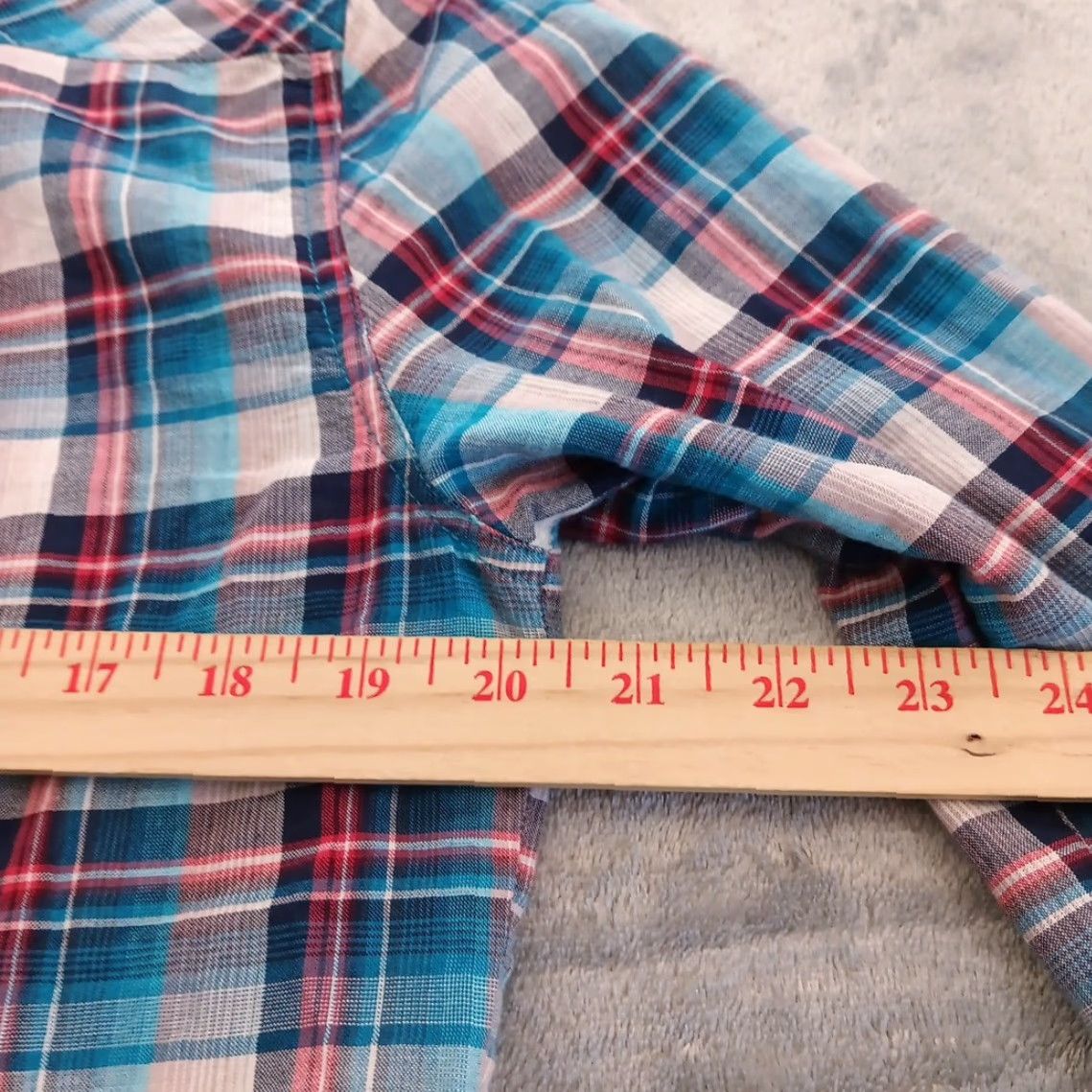 Prana prAna Shirt Womens Medium Blue Plaid Long Sleeve Half Button Pullover Size M / US 6-8 / IT 42-44 - 7 Thumbnail