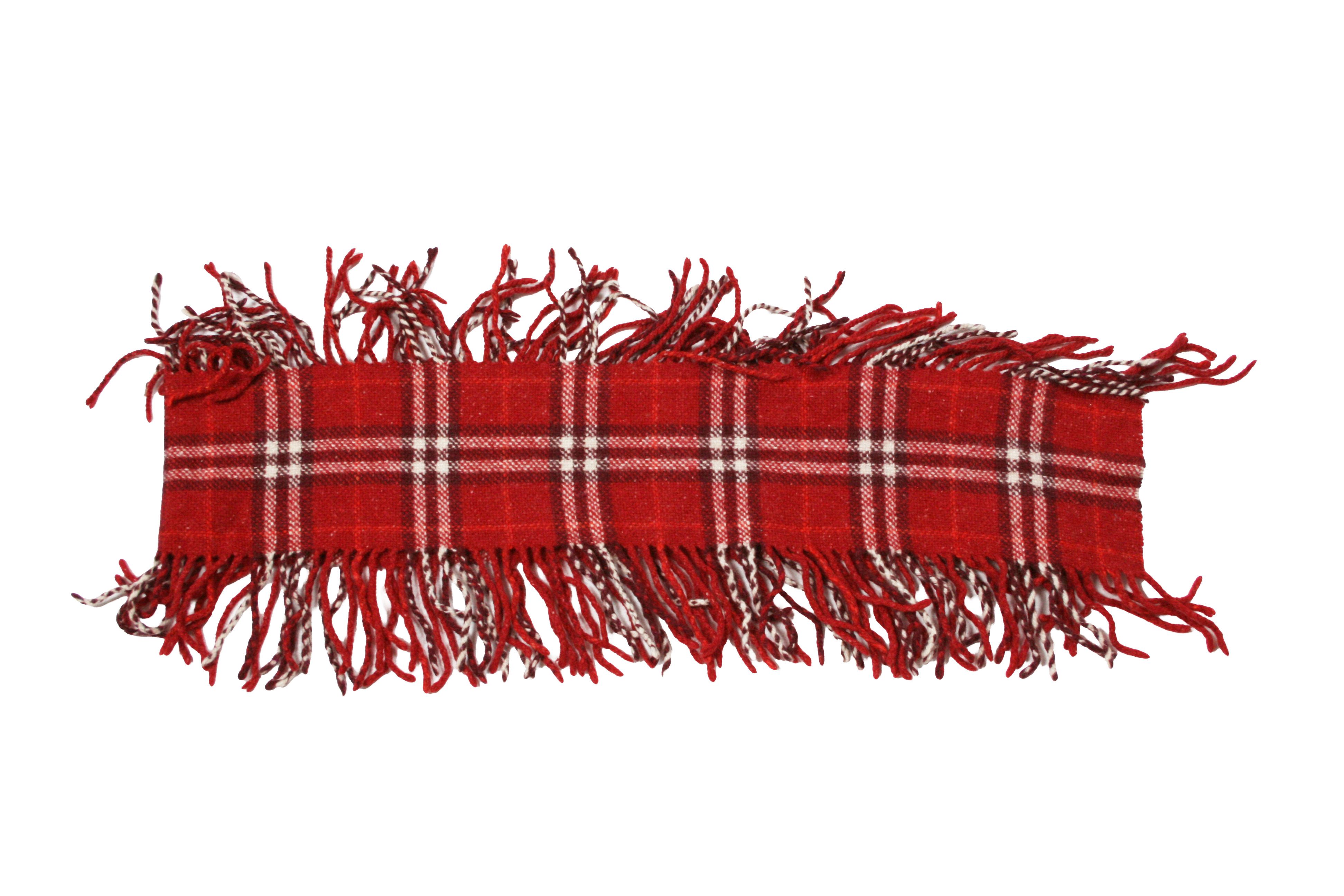 Burberry 00S Nova Check Red Double Fringe Wool Scarf Vintage Size ONE SIZE - 3 Thumbnail