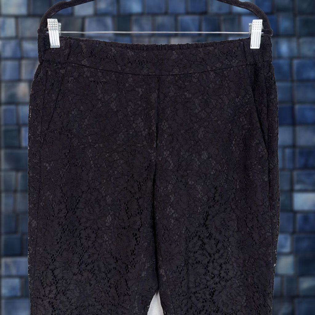 J.Crew J.CREW Pants Women's 10 Black Lace Tapered Pull On Lined Dressy Party Cropped Mockup Size 32" / US 10 / IT 46 - 1 Thumbnail