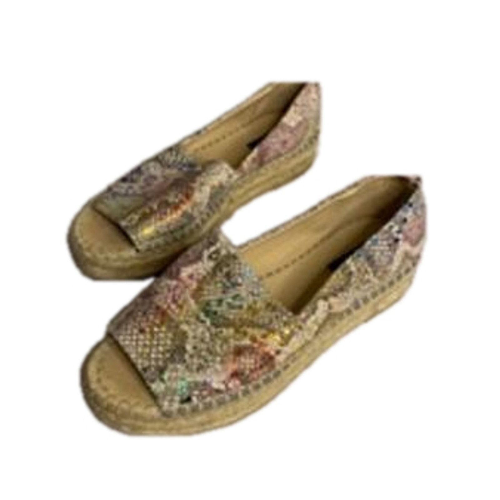 DKNY Boho Metallic Snakeskin Espadrille Slip-On Flats DKNY Size US 8 / IT 38 - 2 Thumbnail