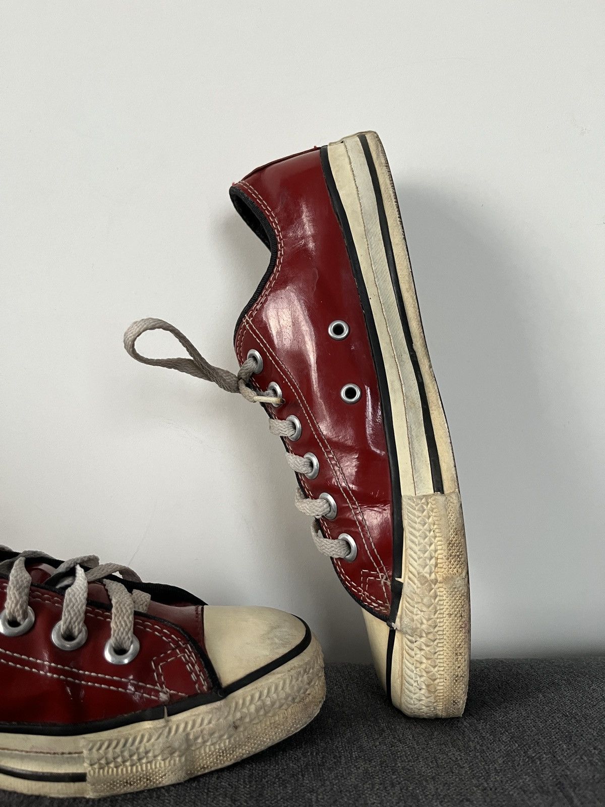 Converse × Vintage 90's Made in USA Converse Red Glossy Patent Leather Sneakers Size US 5.5 / IT 35.5 - 14 Thumbnail