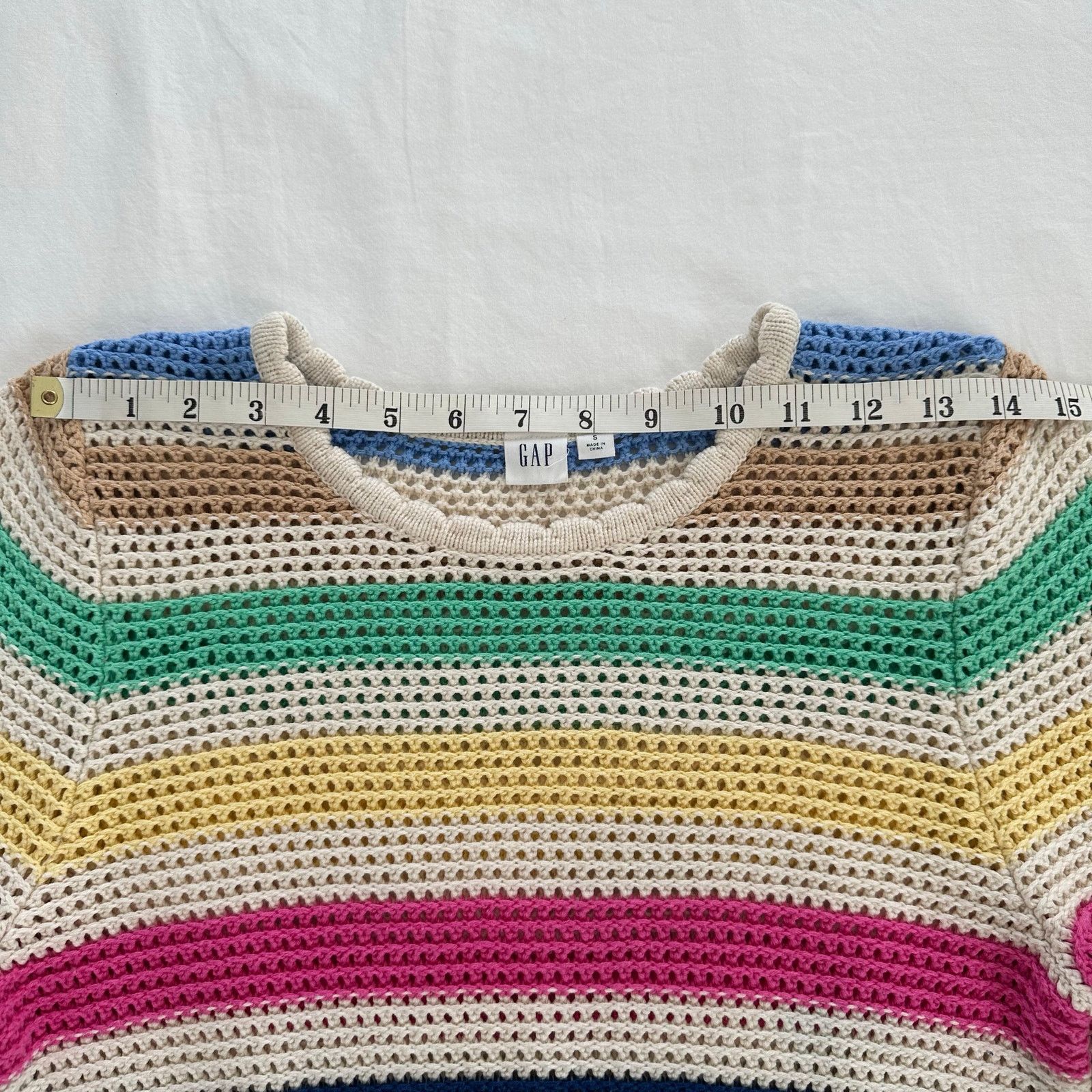 Gap GAP Rainbow Stripe Crochet Crewneck Sweater Size S Size S / US 4 / IT 40 - 4 Thumbnail