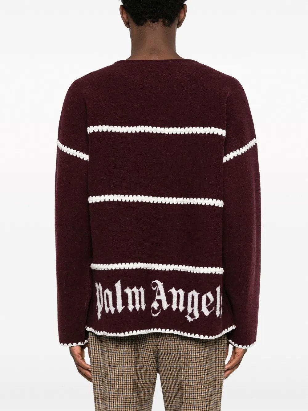 Palm Angels o1y0325 Logo Crewneck Sweater in Burgundy/White Size US S / EU 44-46 / 1 - 4 Thumbnail