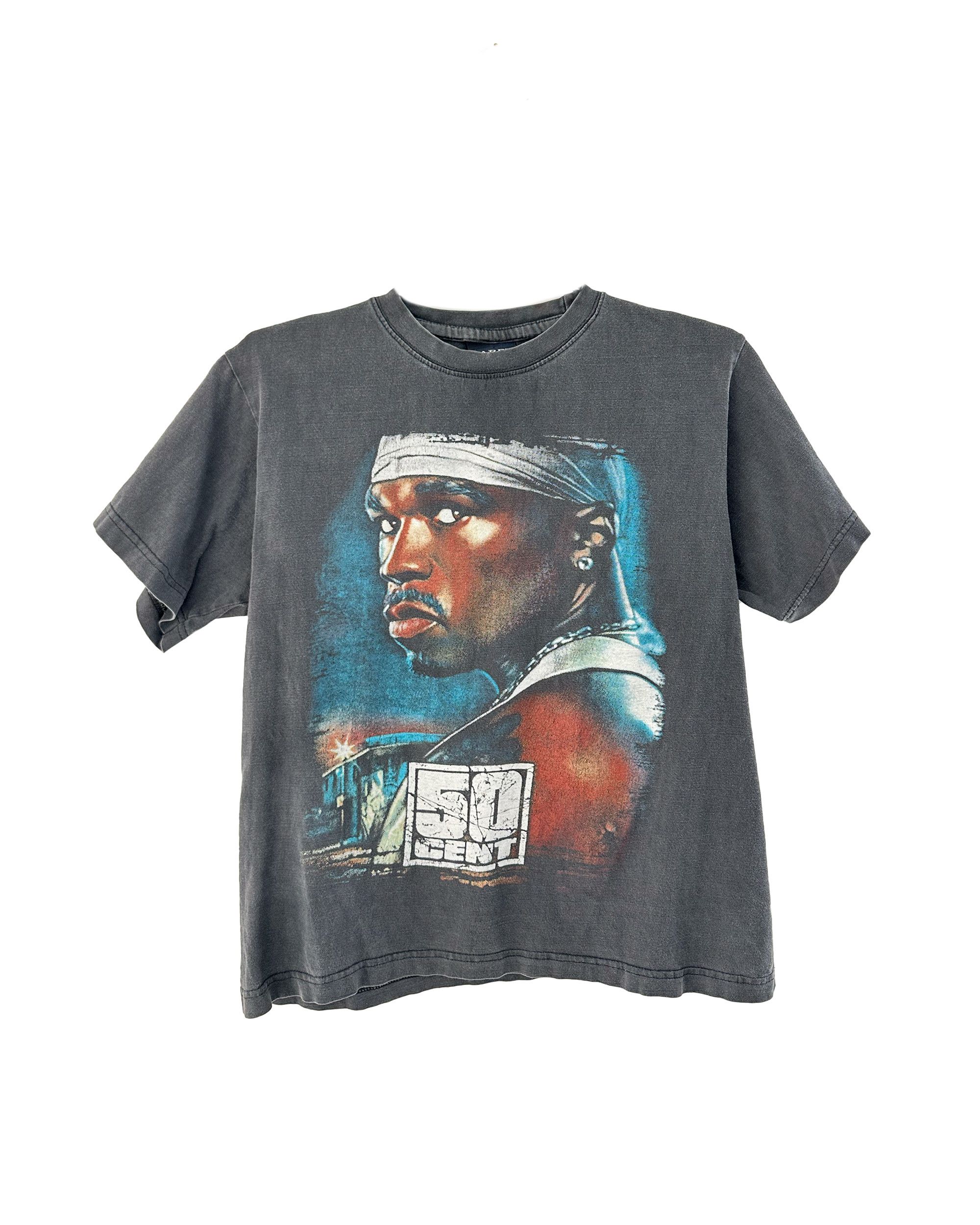 image of 50 Cent Vintage Sun Faded Grey/blue Tee, Men's (Size Medium)