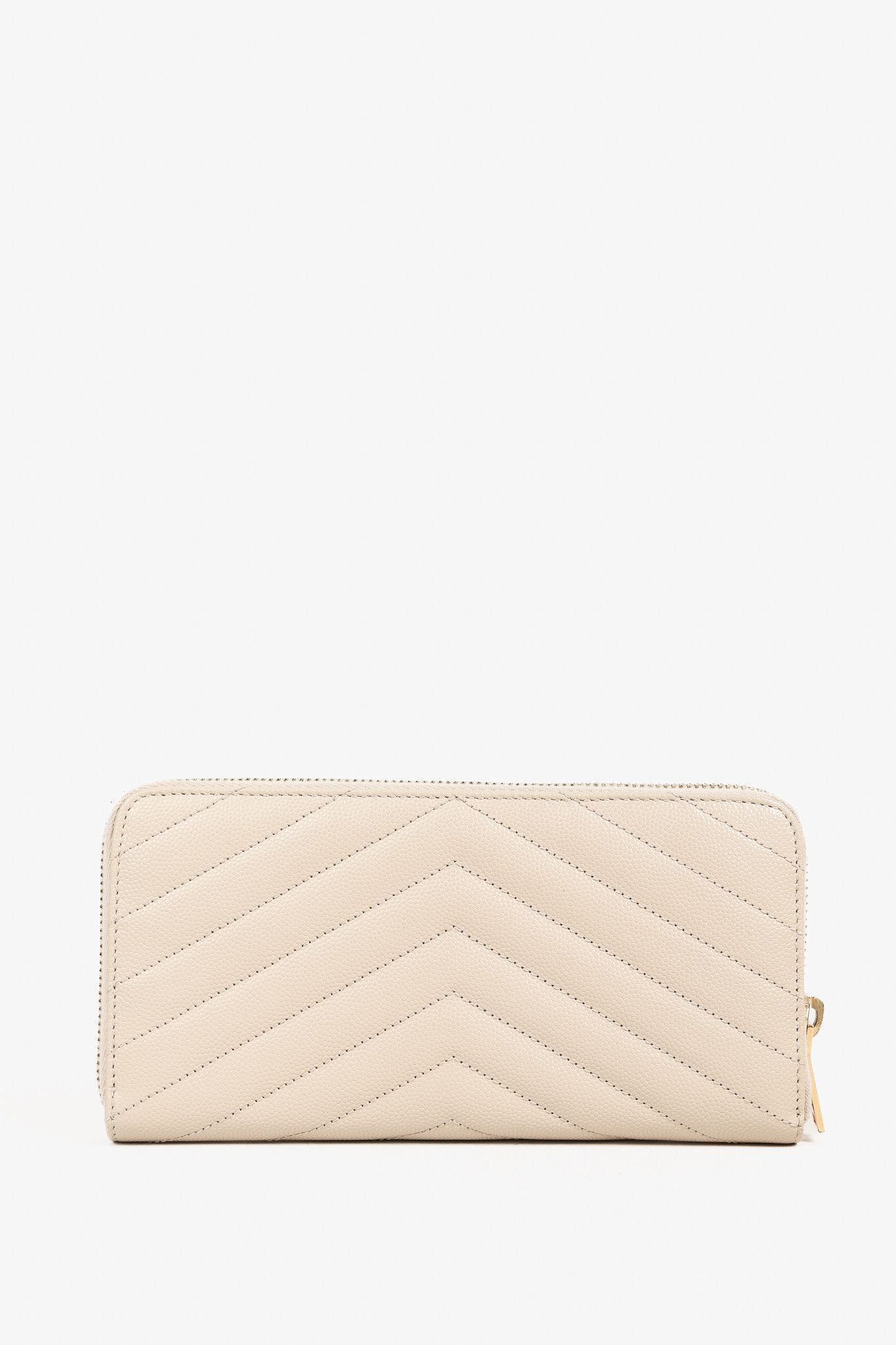 Saint Laurent Paris Saint Laurent Grain de Poudre Mattelasse Chevron YSL Wallet Size ONE SIZE - 4 Thumbnail