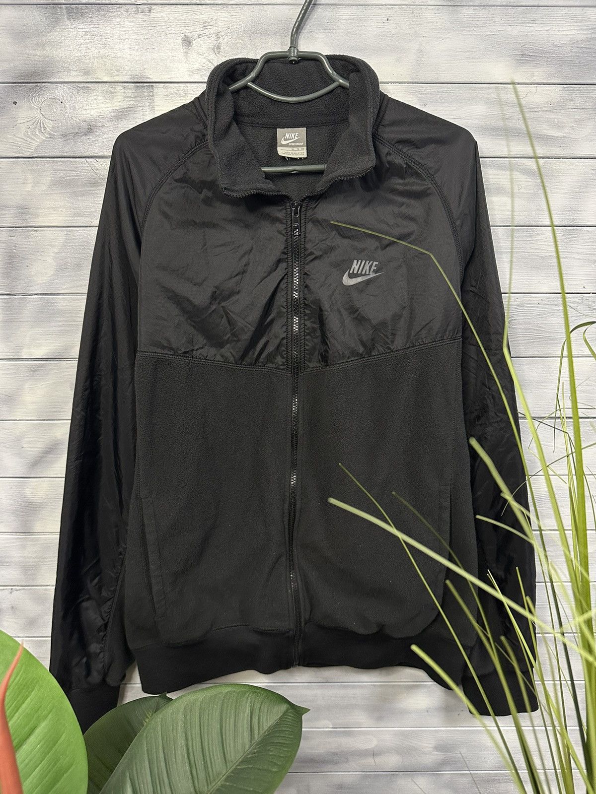 Nike Rare Vintage Jacket Fleece + Nylon Small Swoosh Drill Y2K Size US XL / EU 56 / 4 - 1 Thumbnail
