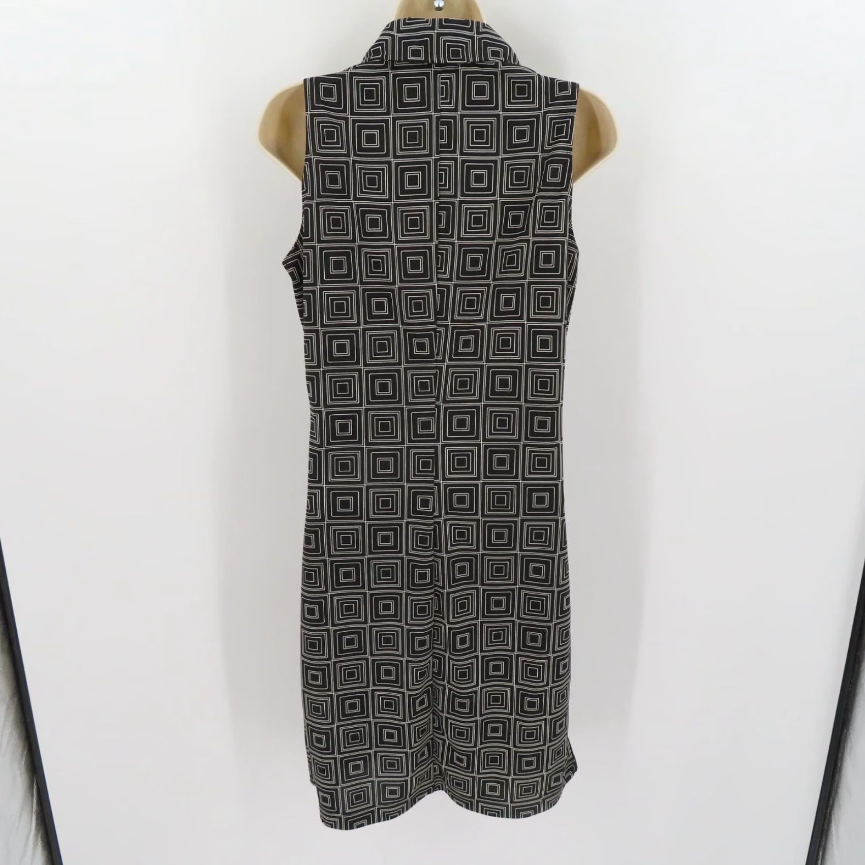 Express VINTAGE Express Dress Women 9/10 Black White Geometric Geo Square Sleeveless Collared Size L / US 10 / IT 46 - 5 Thumbnail