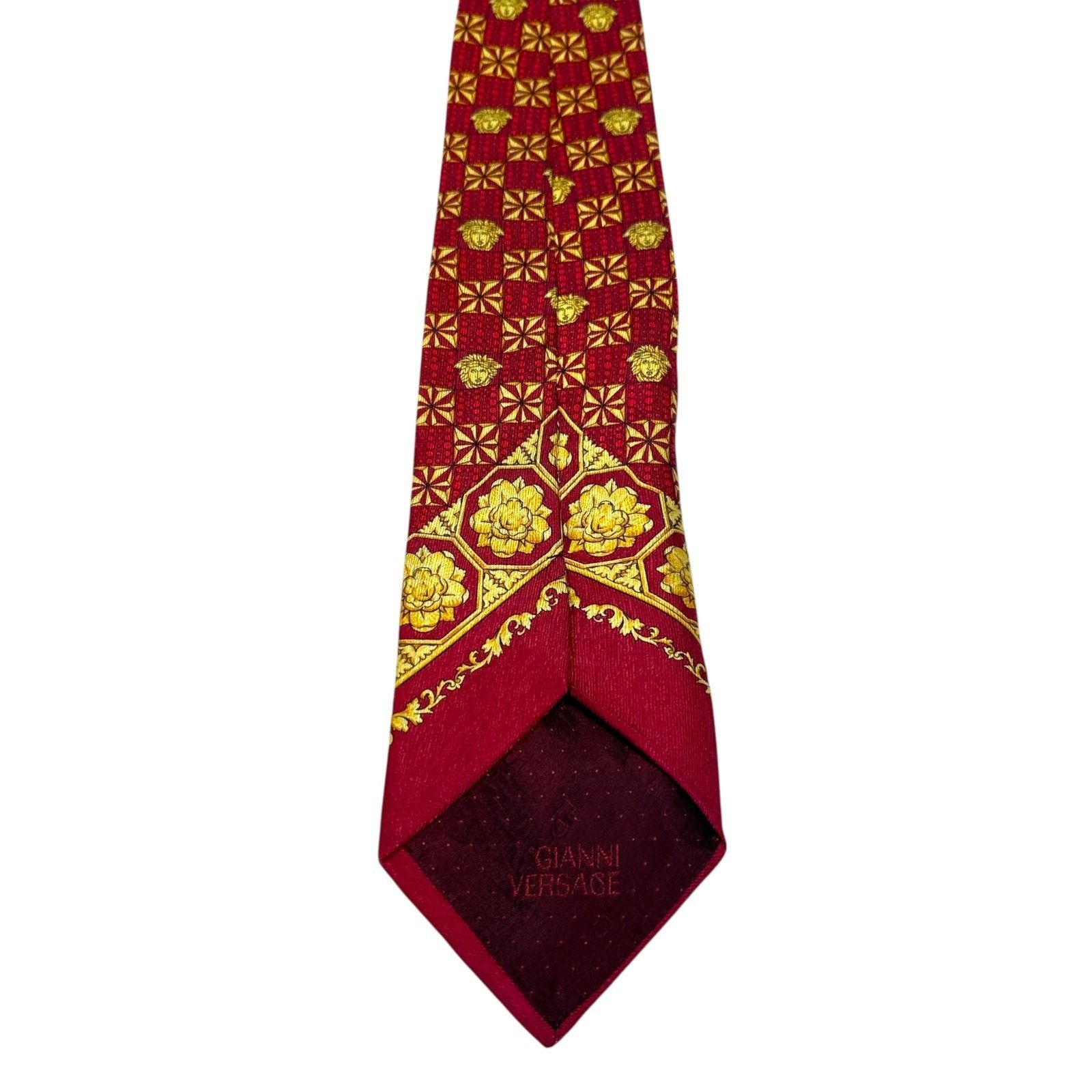 Versace Vintage Gianni Versace Silk Neck Tie Red Gold 3.5” X 58” Size ONE SIZE - 2 Thumbnail