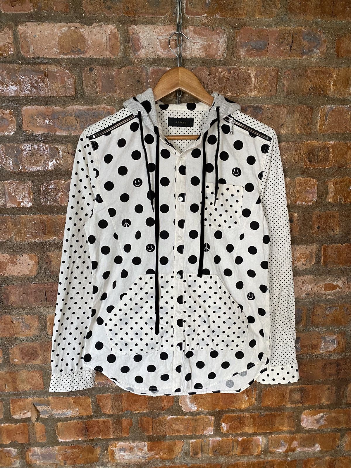Japanese Brand ARMED Japan polka dot flannel smile and anarchy hoodie Size US S / EU 44-46 / 1 - 2 Thumbnail