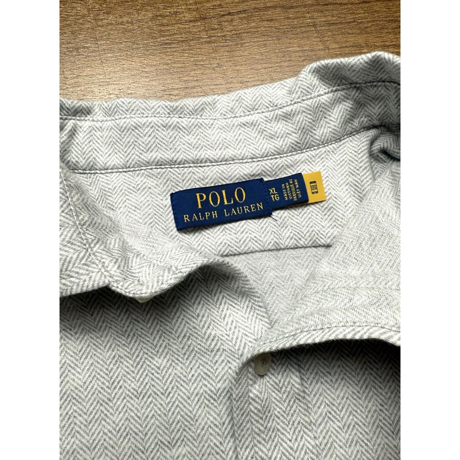 Polo Ralph Lauren Polo Ralph Lauren Shirt Mens XL Gray KNIT Dress Herringbone Long Sleeve Size 46R - 5 Thumbnail