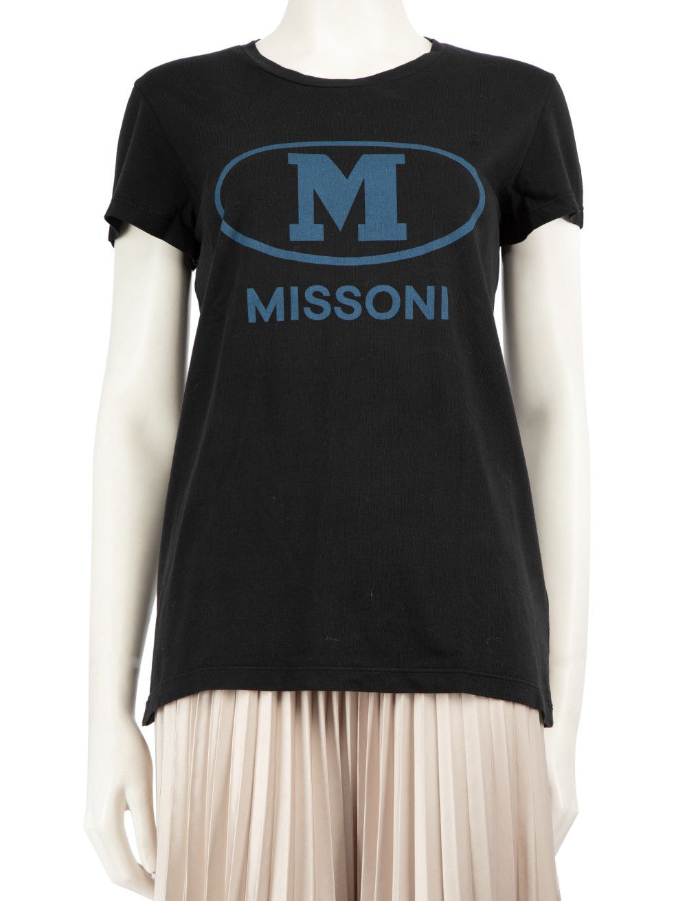 image of M Missoni Black Logo Print T Shirt, Women's (Size Small)