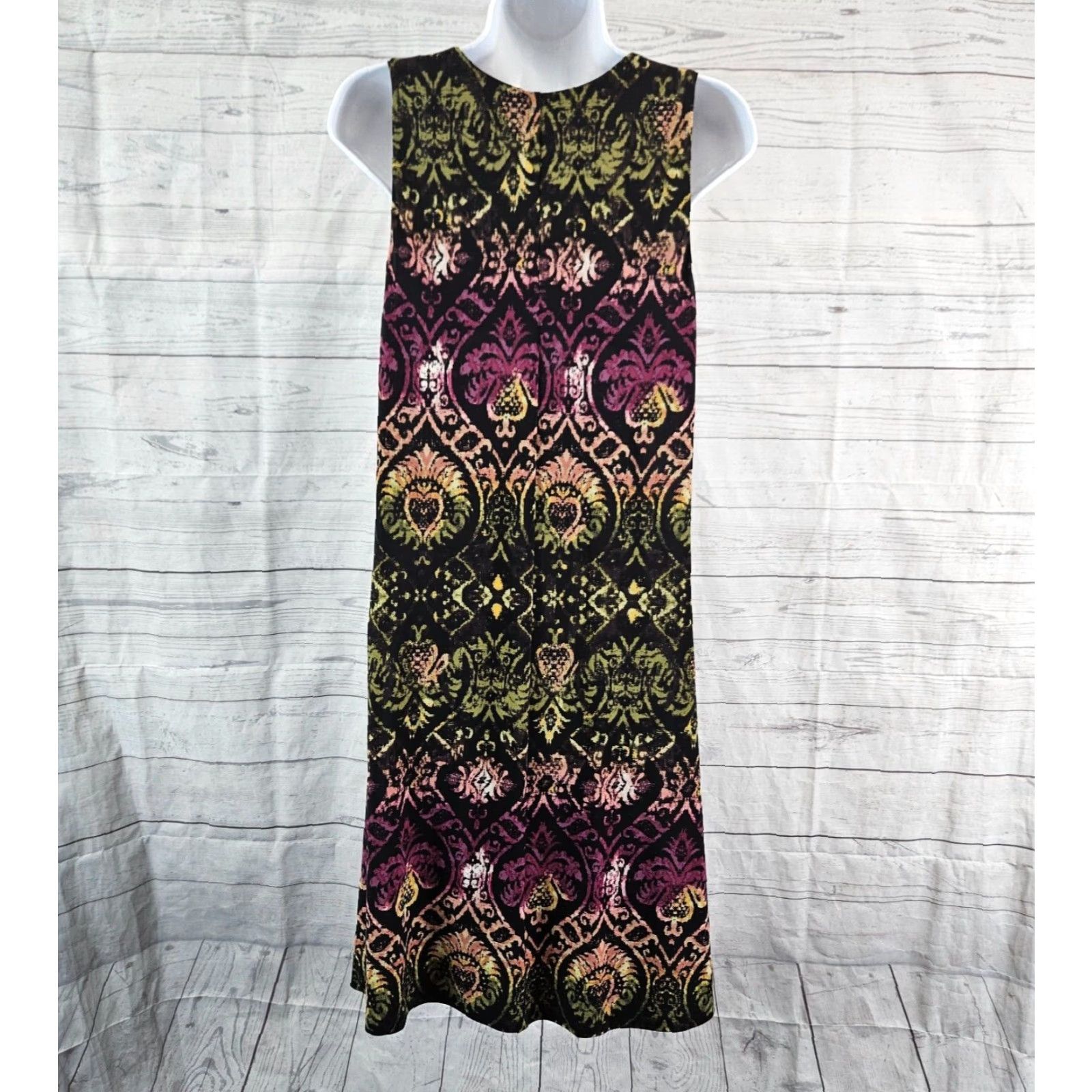 Anne Klein Anne Klein Dress Womens Sz 6 Printed Green Purple Sleeveless V-Neck Size M / US 6-8 / IT 42-44 - 4 Thumbnail