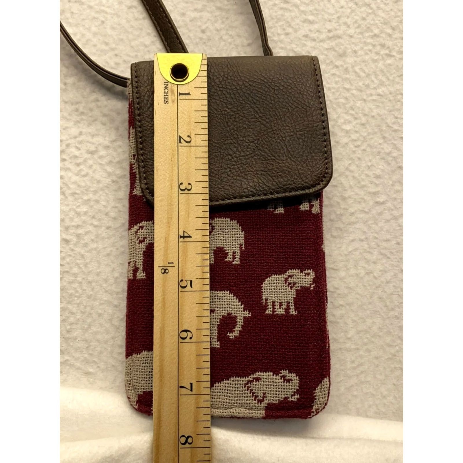 Vintage Thirty-One Crossbody Wallet Bag #5084 Women Small Maroon Cotton Crossbody Wallet Bag Like New Women’s Small Size ONE SIZE - 6 Thumbnail