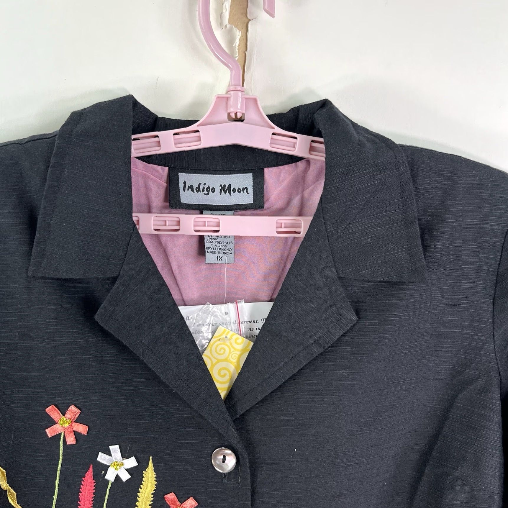 Vintage VINTAGE Indigo Moon Blazer Jacket 1X Womens Patchwork Embroidered Black NWT Size XL / US 12-14 / IT 48-50 - 3 Thumbnail