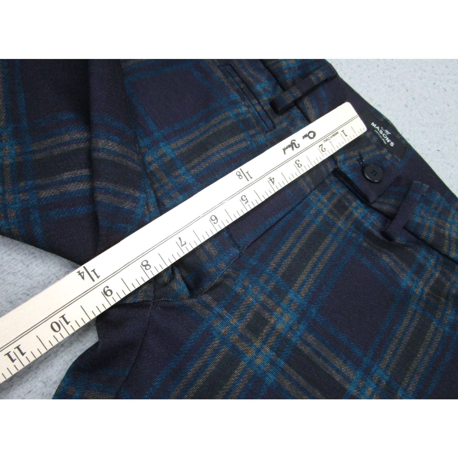 Mason's Masons Pants 38 Blue Plaid New York Trumpet Flare Side Stripe Tartan Womens Size 26" / US 2 / IT 38 - 6 Thumbnail