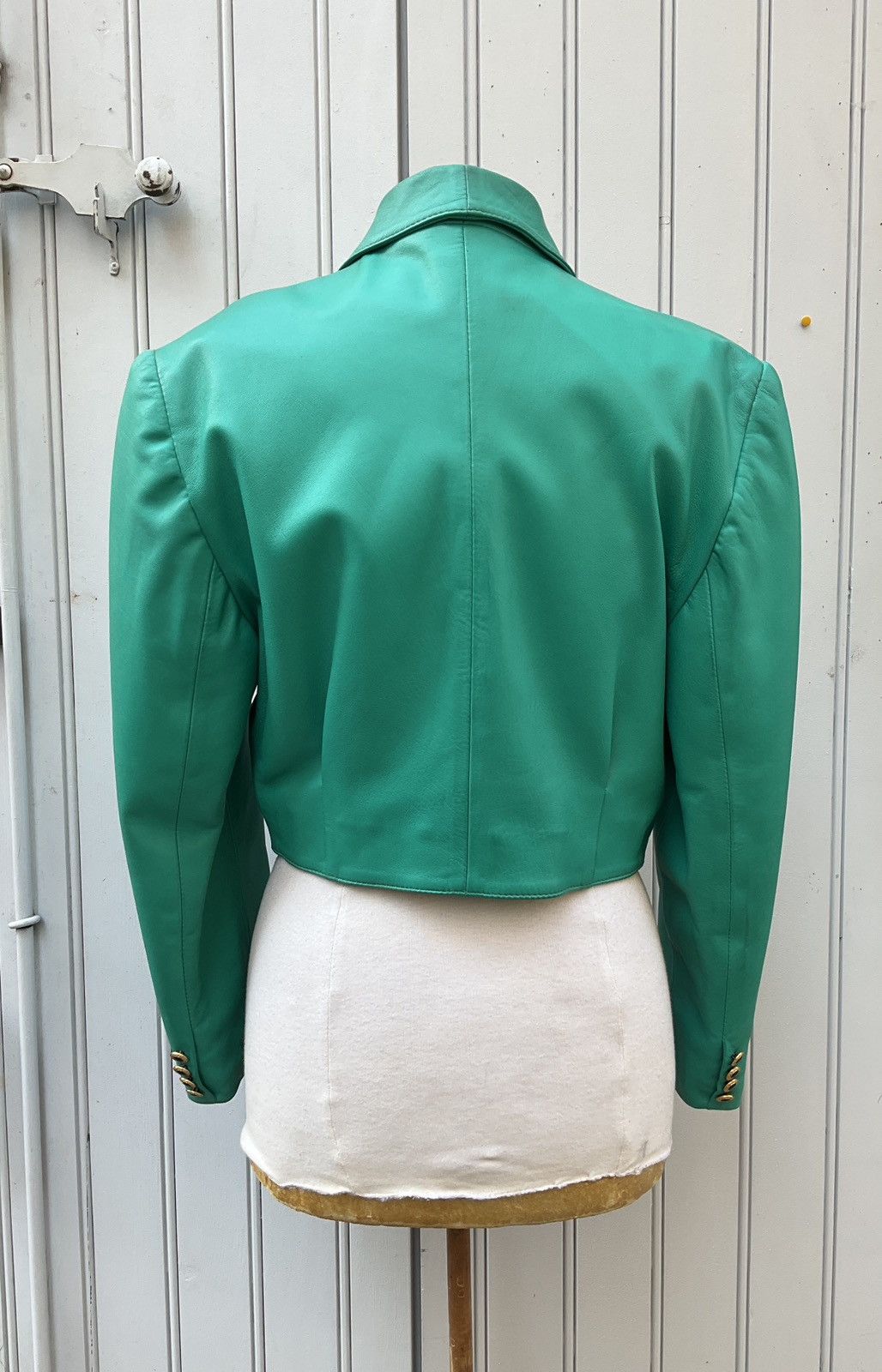 Vintage 80’s Vintage green leather jacket Size M / US 6-8 / IT 42-44 - 3 Thumbnail