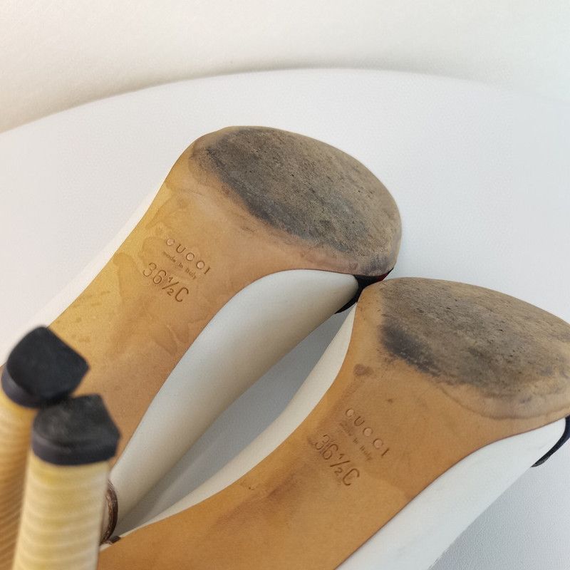 Gucci Gucci White Heels with Iconic Logo Detail - Size US 8 / IT 38 - 4 Thumbnail