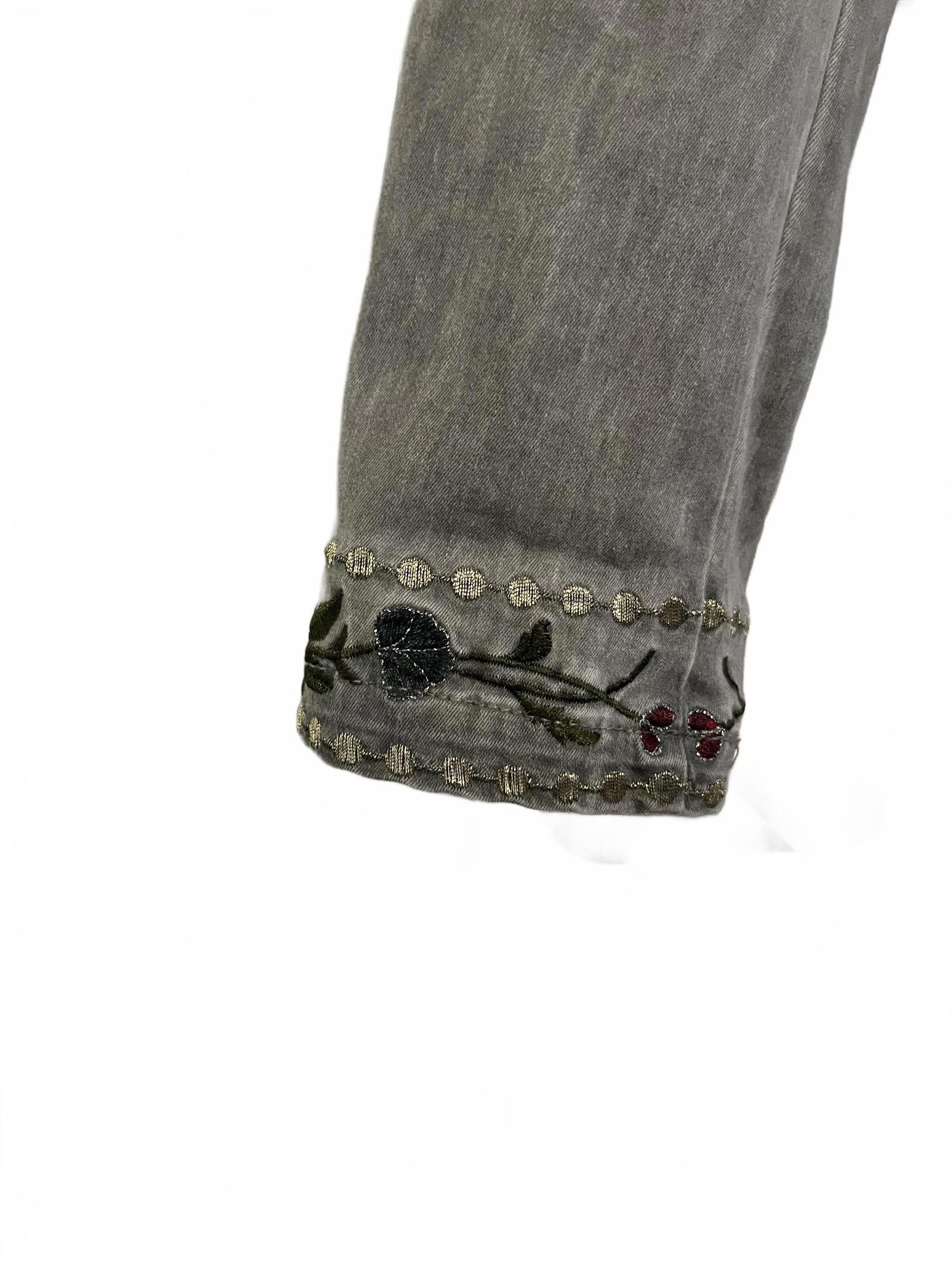 Designer Tempo Paris Embroidered Gray Jacket with Floral Design Size L / US 10 / IT 46 - 6 Thumbnail