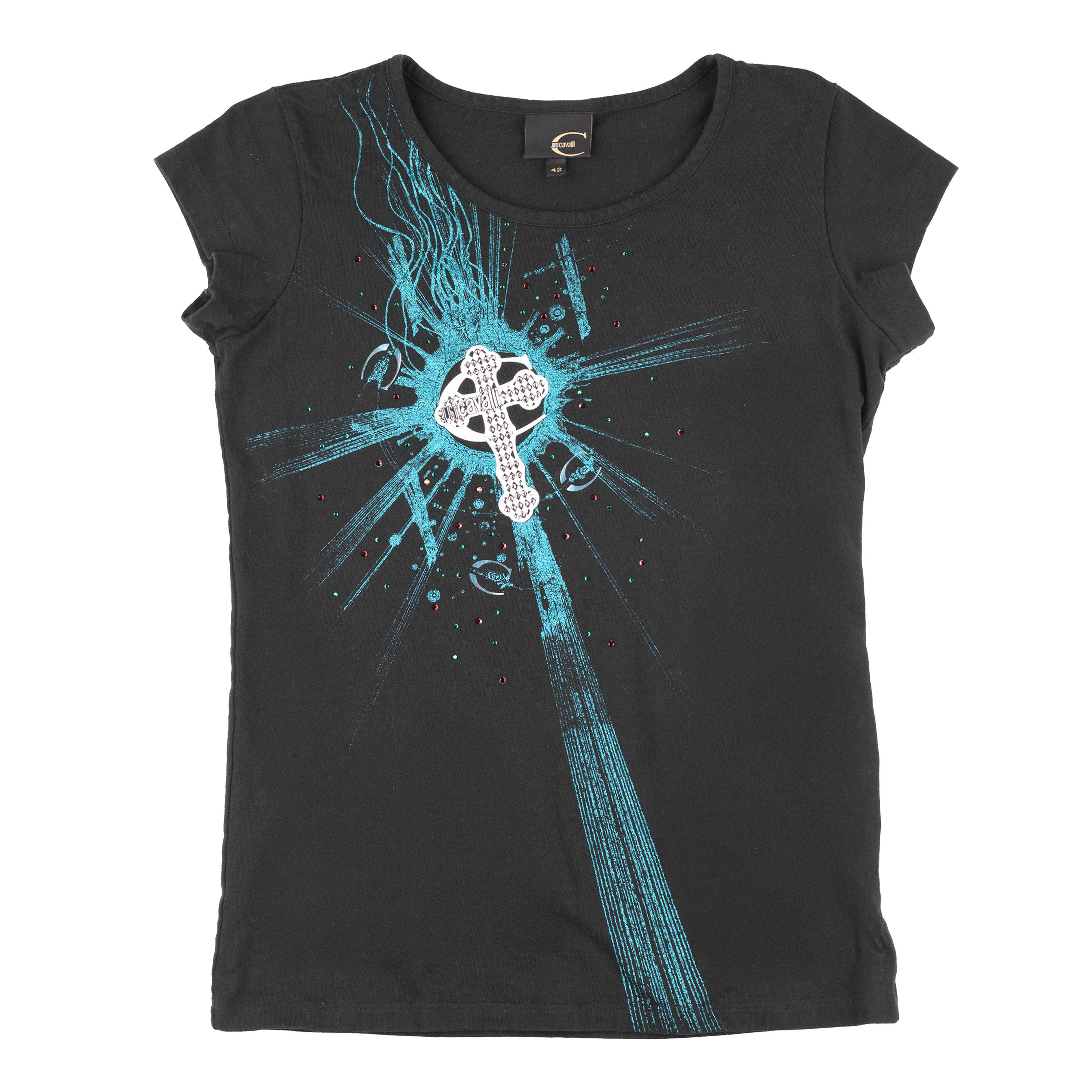 Just Cavalli Just Cavalli Vintage Black Cross Gothic Top Size S / US 4 / IT 40 - 1 Thumbnail