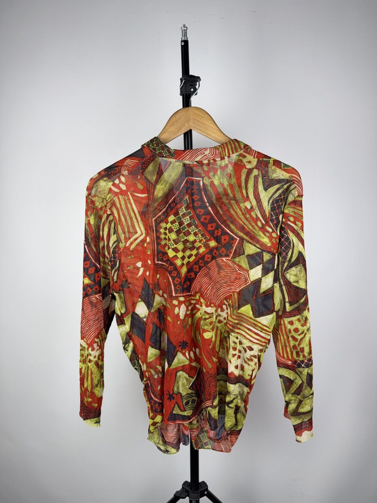 Other Vintage Garella Abstract Mesh Shirt Red Green Print Size M / US 6-8 / IT 42-44 - 5 Thumbnail