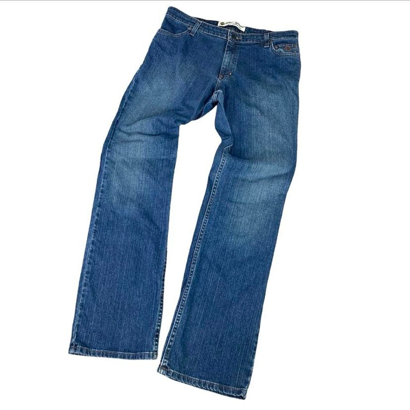 Harley Davidson × Vintage Harley Davidson Y2K Embroidered Bikercore Blue Jeans Size 36" / US 14 / IT 50 - 1 Thumbnail