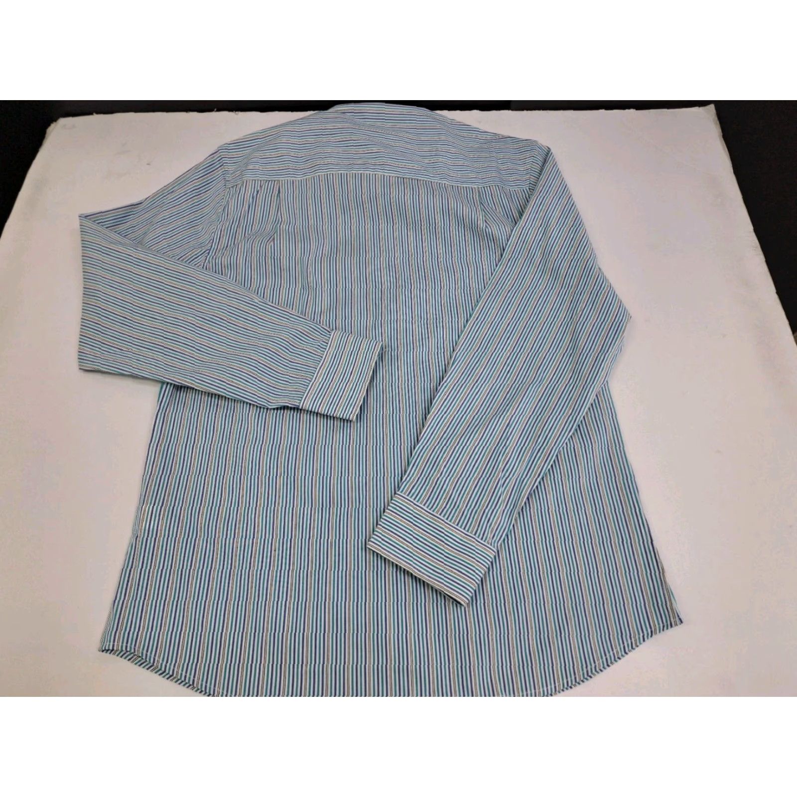 Vintage NWT Nick Graham Men's Modern Fit Teal Striped Long Sleeve Button-Up Shirt M Size US M / EU 48-50 / 2 - 4 Thumbnail