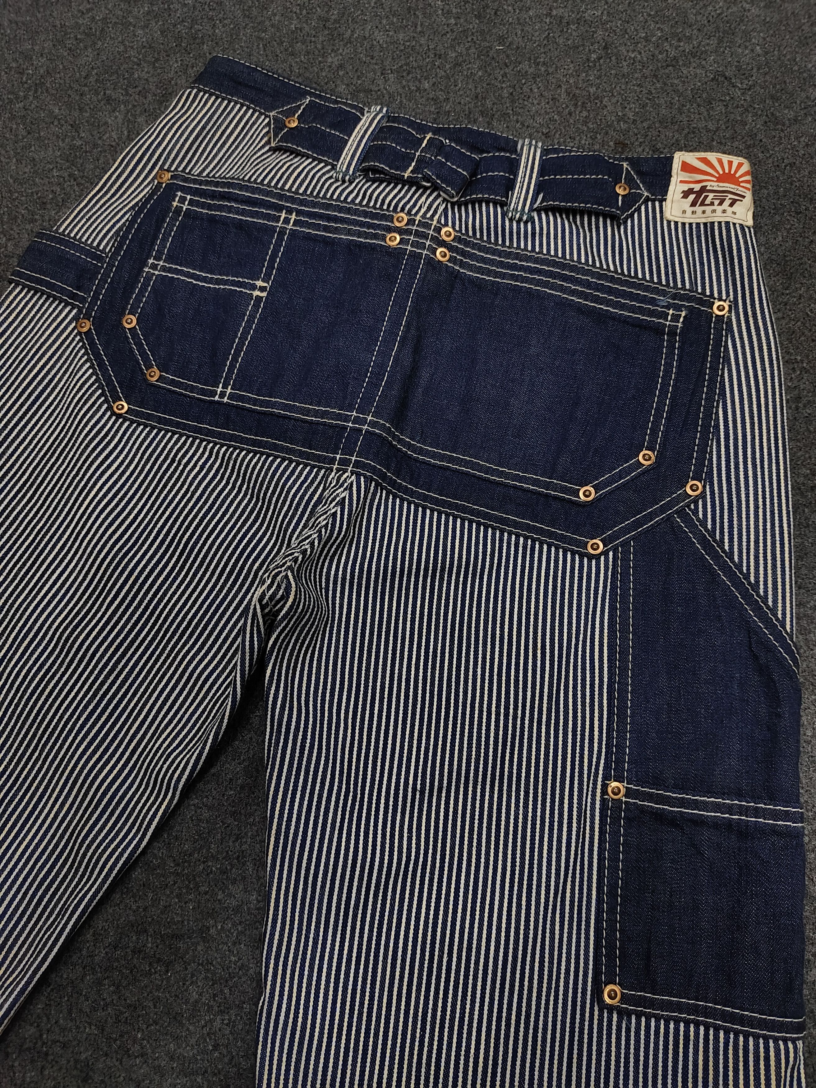 Japanese Brand RARE🔥Vtg Samurai Jeans Hickory Short Size US 28 / EU 44 - 2 Thumbnail