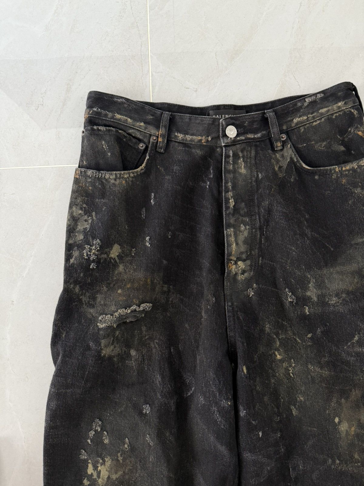 Balenciaga Balenciaga SS23 Runway Complete Destroyed Black Denim Sz.XS Size US 29 - 6 Thumbnail