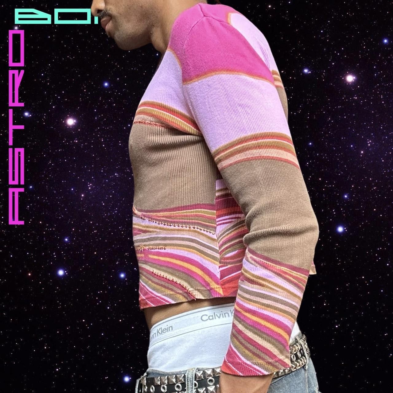 Other Vintage Pink Striped Trompe L'oeil Studded T-shirt - Large Size US L / EU 52-54 / 3 - 2 Thumbnail