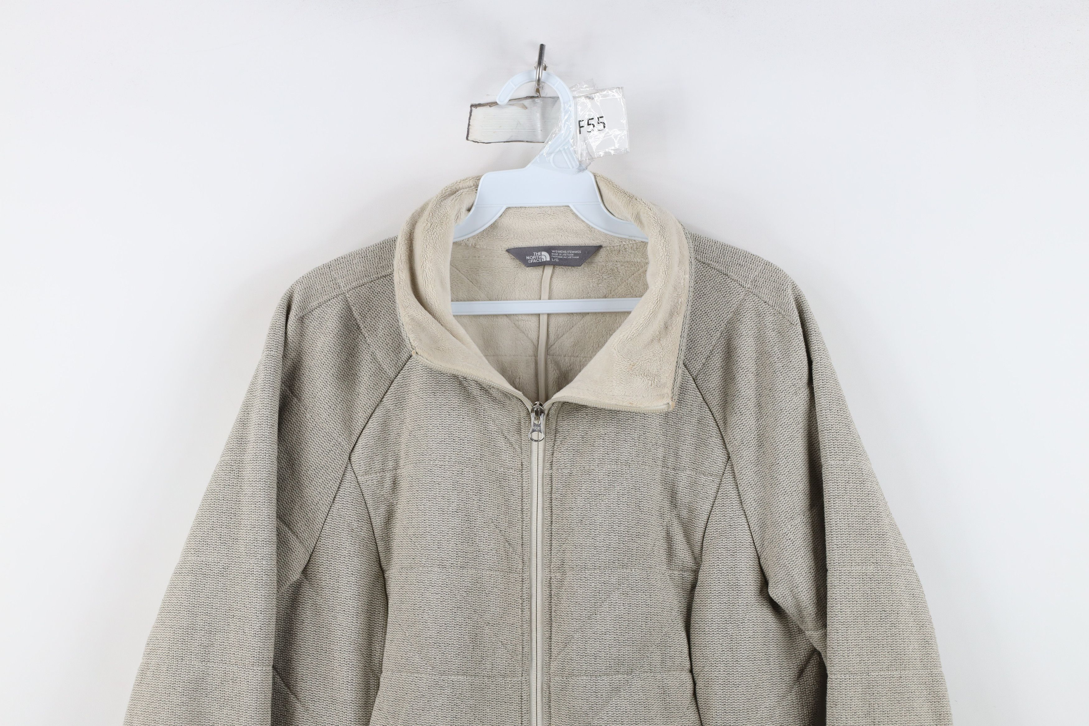 The North Face The North Face Spell Out Quilted Zip Fleece Jacket Beige Size L / US 10 / IT 46 - 2 Thumbnail