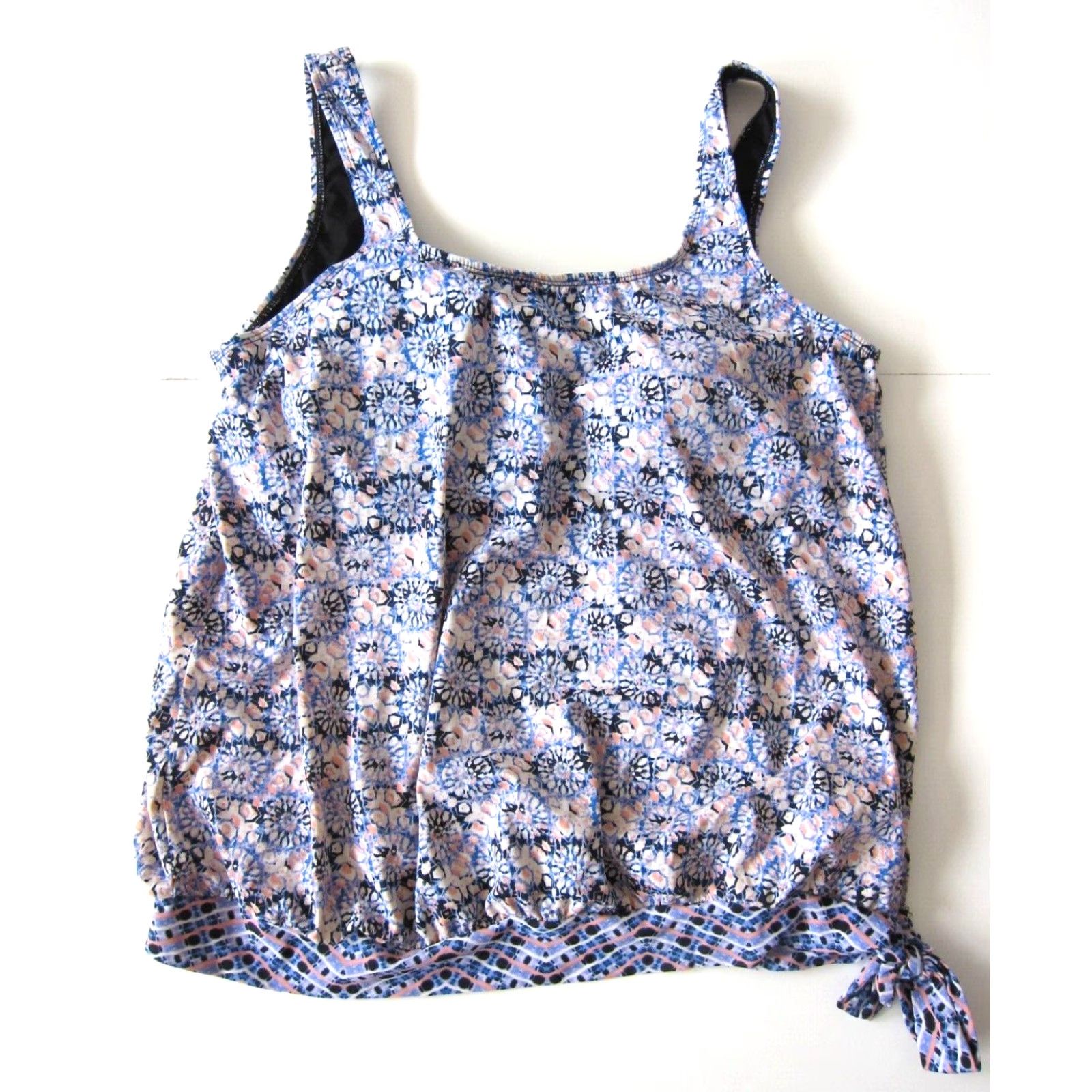 Vintage SwimsuitsForAll Purple Pink Blue Geometric Built In Bra Tankini Top 22 Women Tankini Built-In Bra Geometric Aztec Purple Pink Blue 90s Size 3XL / US 20-22 - 2 Thumbnail