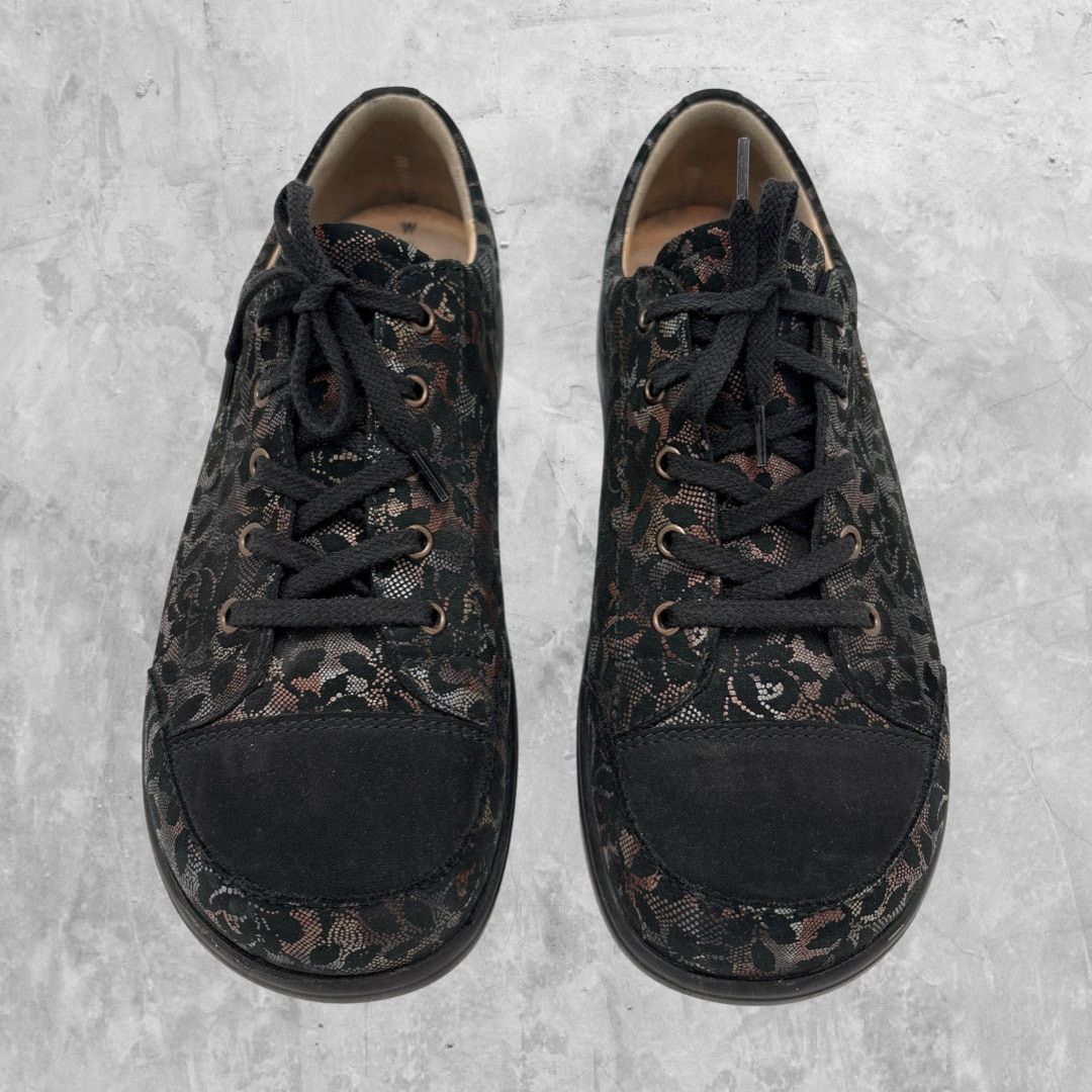 FINN COMFORT Ikebukuro Black Shoes Snakeskin Lace Print 8.5