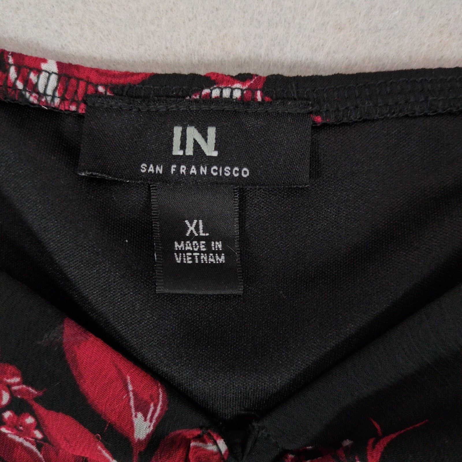 Other I.N. San Francisco Sz XL Black Red Floral Sheer Midi Dress Size XL / US 12-14 / IT 48-50 - 2 Thumbnail
