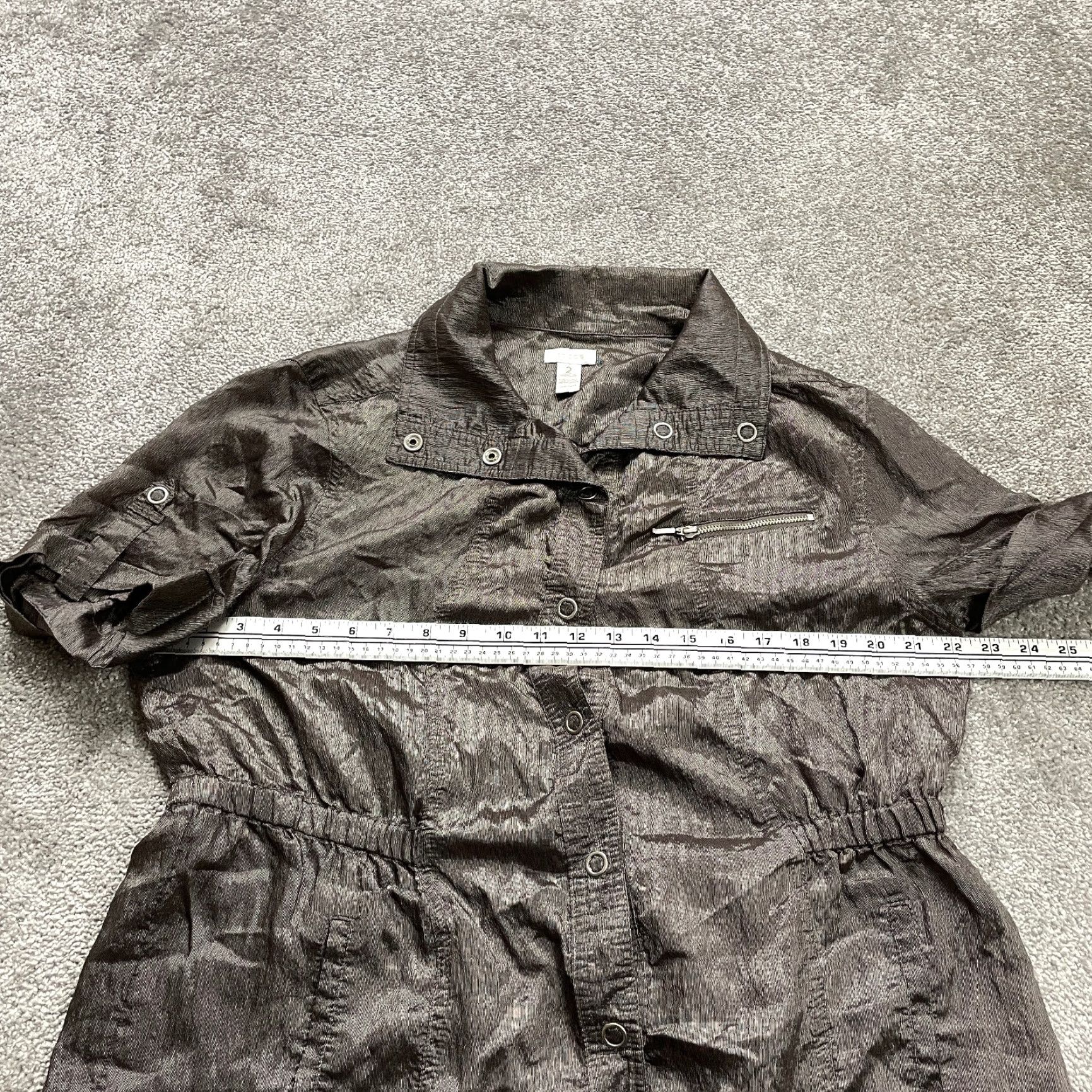 Vintage Chico's Blouse Shirt Womens Chico's Size L Silver Button Up Collared Long Sleeve Casual Party/Cocktail Women Mens? Size L / US 10 / IT 46 - 7 Thumbnail