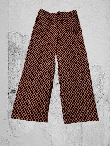 Japanese Brand Anthropologie Maeve Orange/Black Check Flared Baggy Pants Size US 26 / EU 42 - 1 Thumbnail