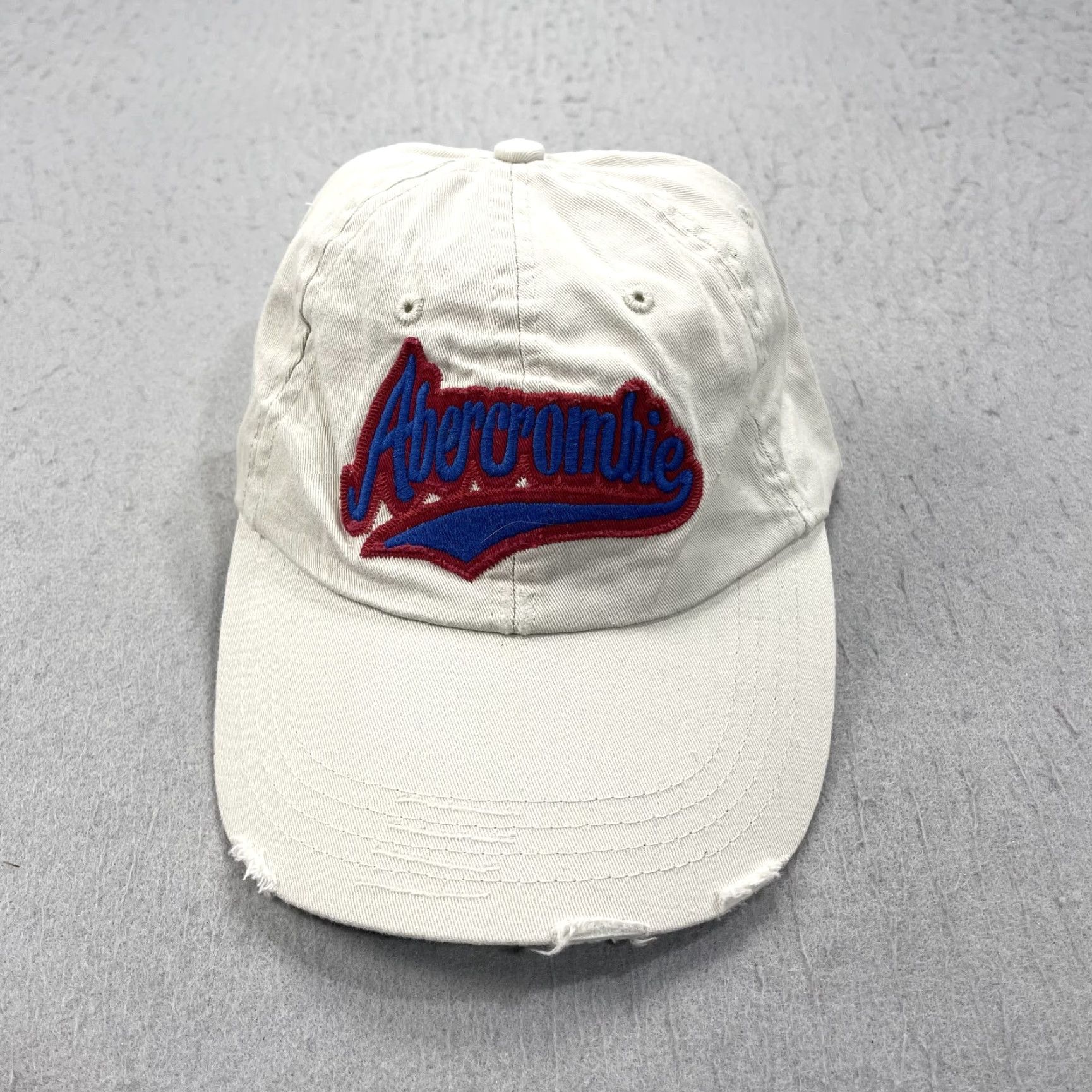 Abercrombie & Fitch VINTAGE Abercrombie & Fitch Hat Adult Beige Script Distressed Dad Cap Logo Y2K Size ONE SIZE - 2 Thumbnail