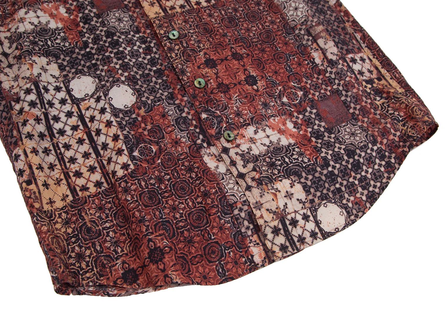 Jean Paul Gaultier Cotton Kilim Pattern Short Sleeve Shirt in Brown 48 Size US M / EU 48-50 / 2 - 7 Thumbnail