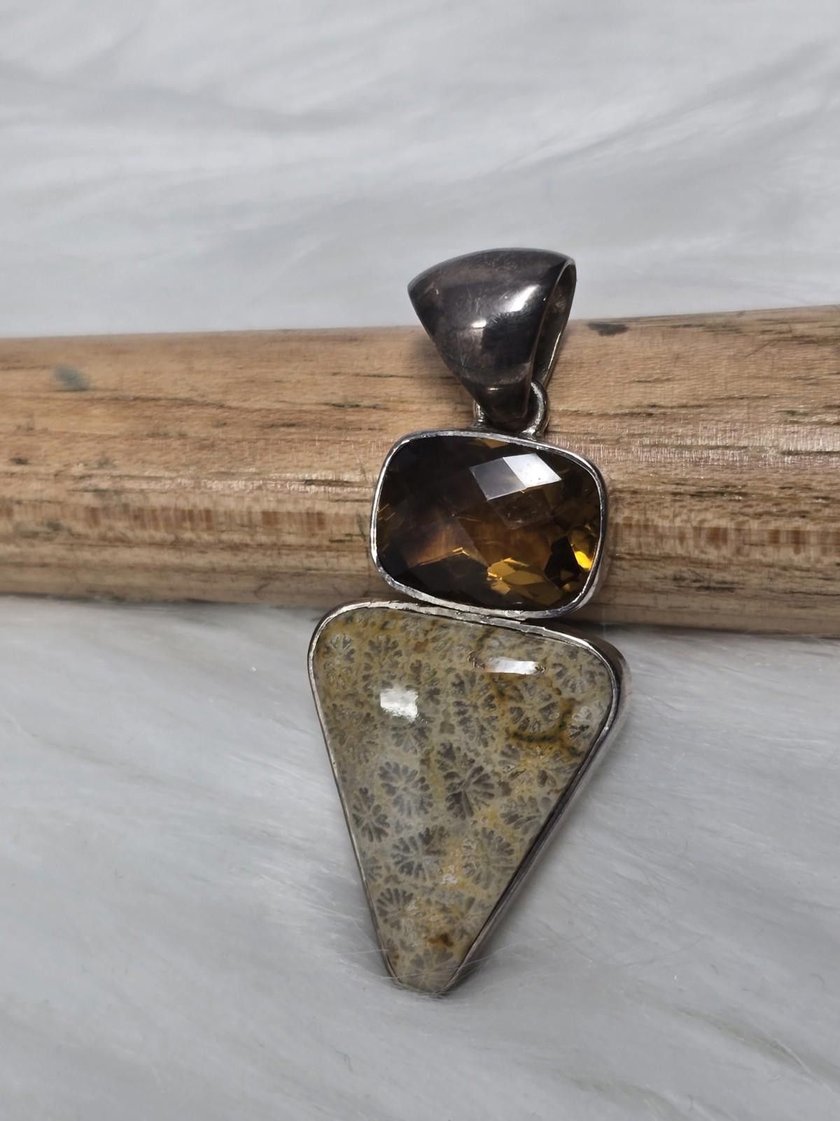 Other Sajen SJ 925 Silver Fossil Coral Orange Garnet Pendant Size ONE SIZE - 3 Thumbnail