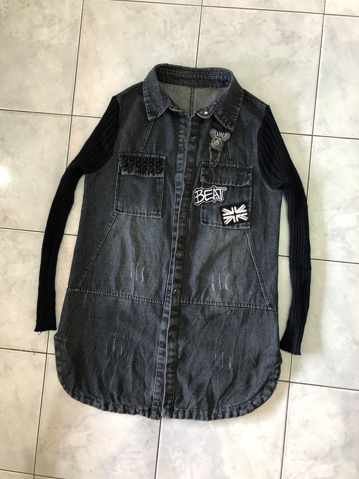Japanese Brand Shirt Denim British Patch Pin Studed Knit Longsleeve Style Size US M / EU 48-50 / 2 - 16 Thumbnail