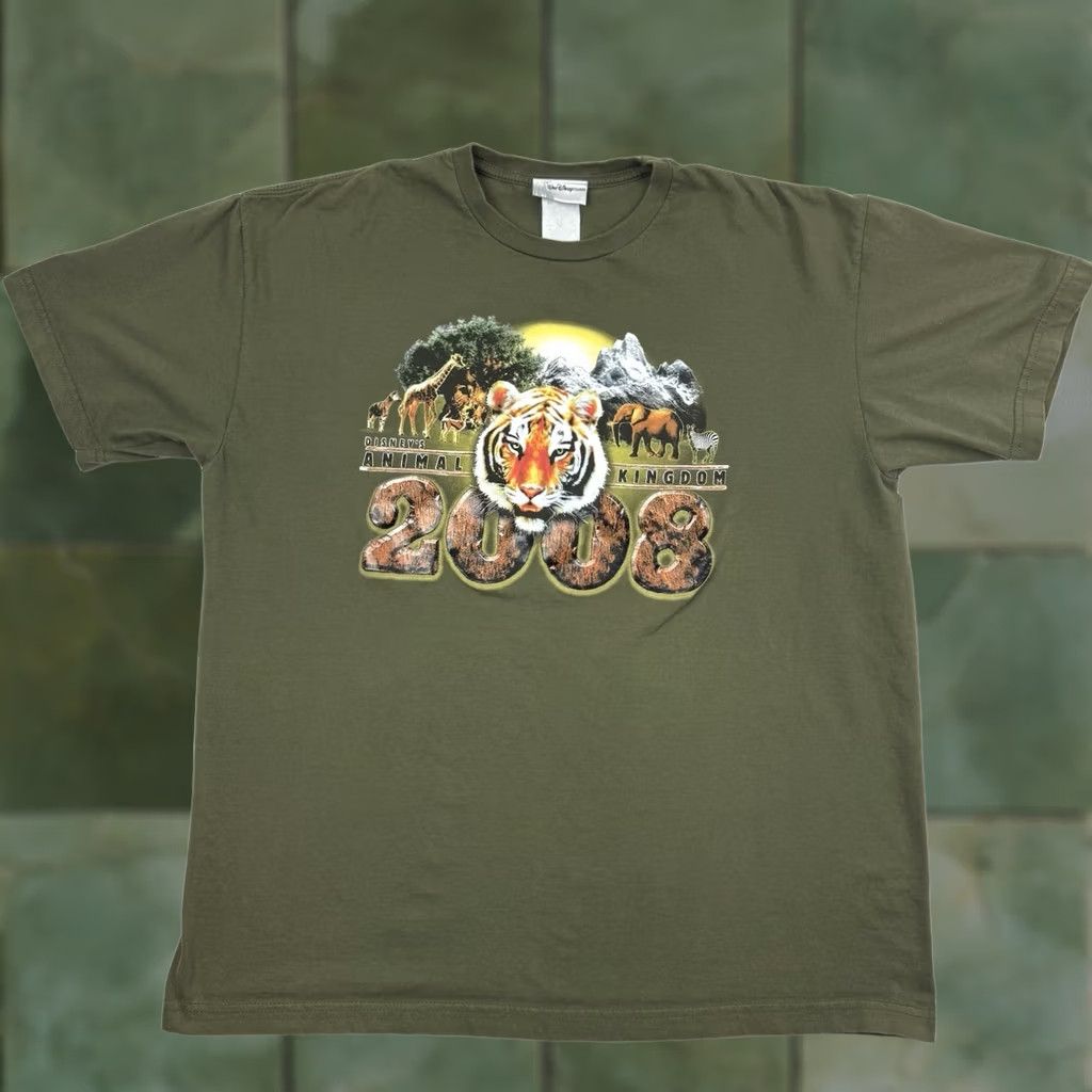Disney VINTAGE Disney T-Shirt Adult XL Theme Park Animals Y2K Disney World Green Short Sleeve Crew Neck Mens Size US XL / EU 56 / 4 - 1 Thumbnail