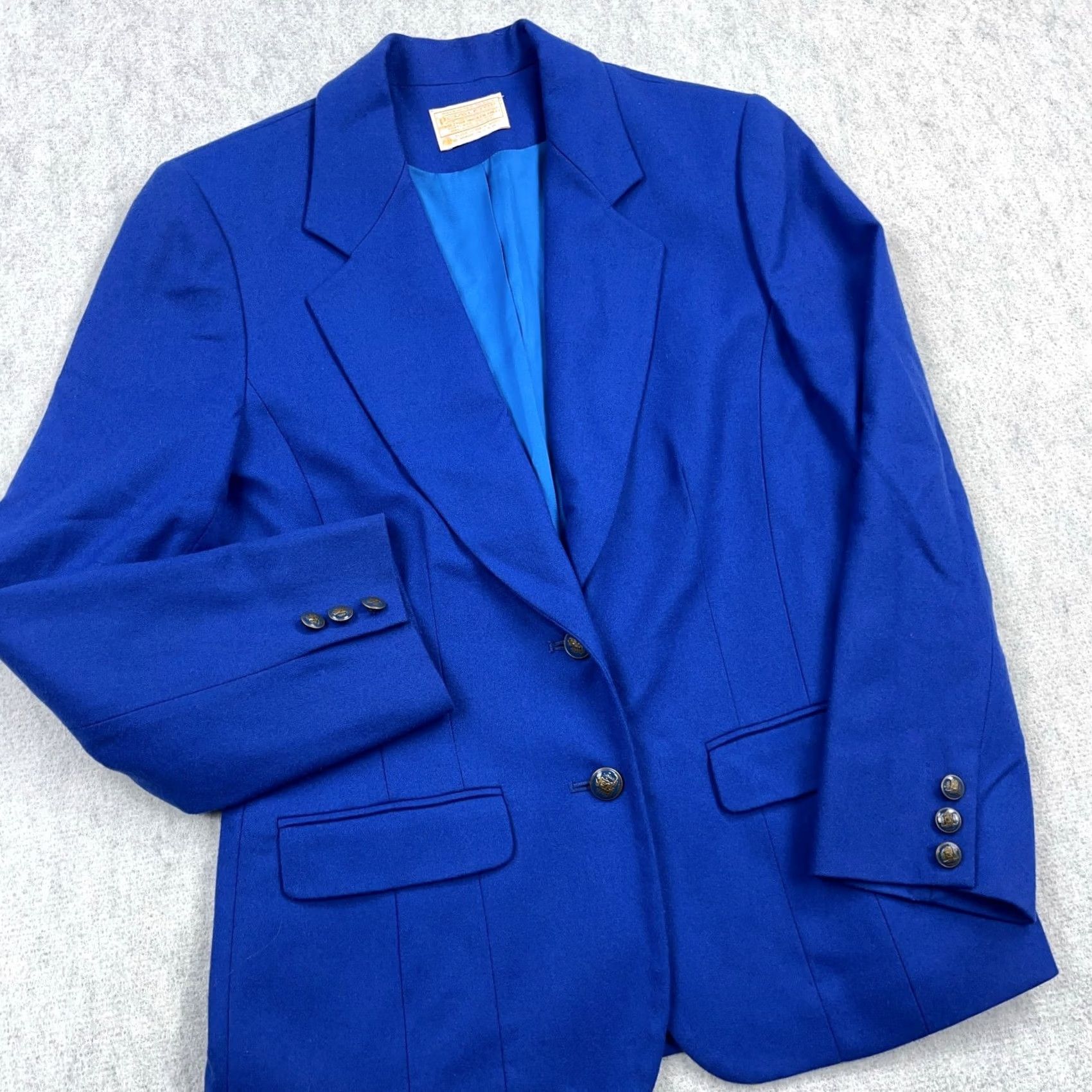 Pendleton VINTAGE Pendleton Blazer Jacket Women 10 Royal Blue Wool Sport Coat USA 80s 90s Size L / US 10 / IT 46 - 2 Thumbnail
