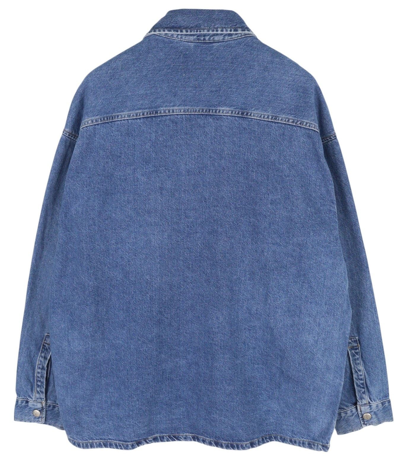 M Denim Blue Trucker Oversized Snap Buttons Jacket 85023