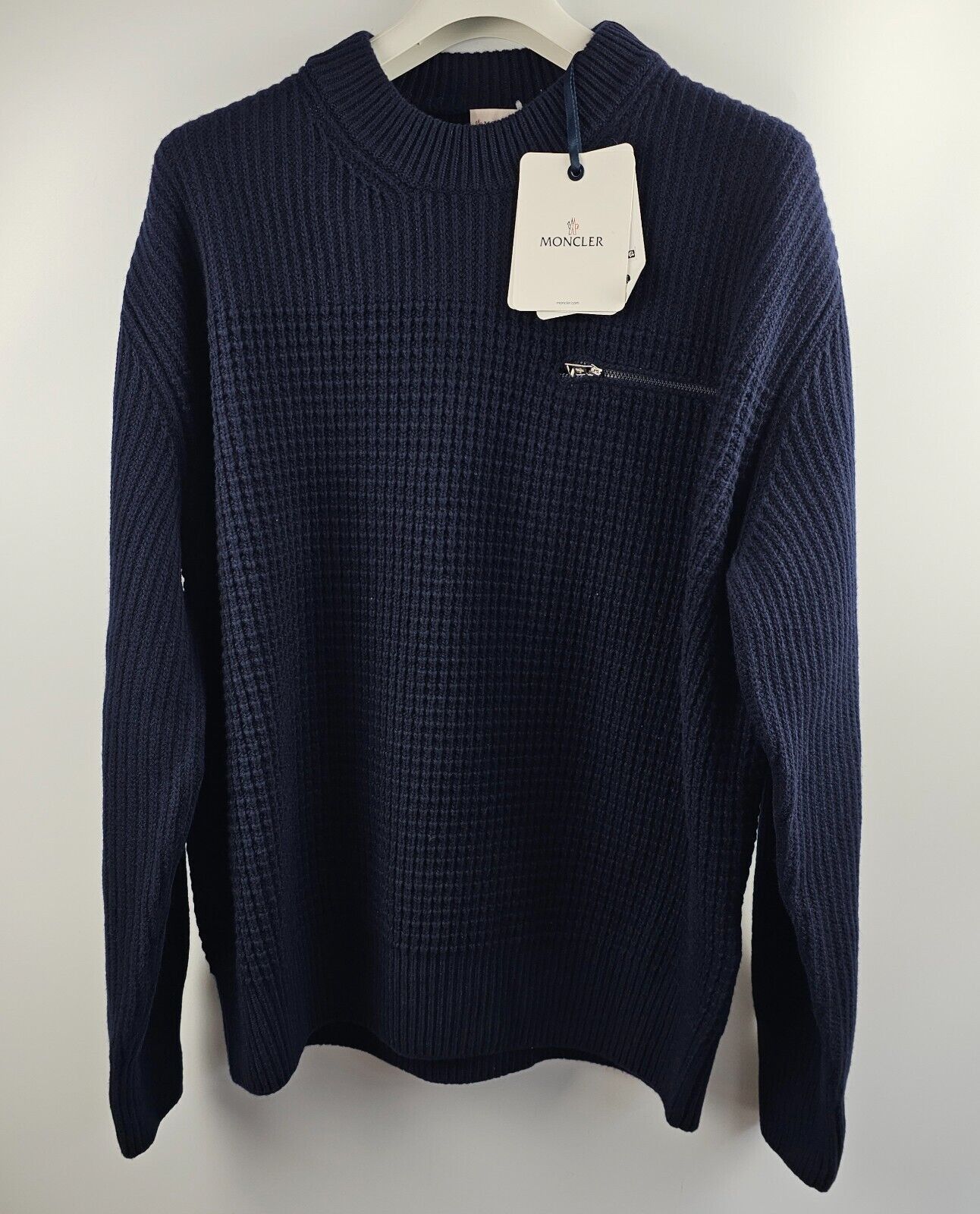 MONCLER $990 Men's Blue Wool/Cashmere Sweater New XXL