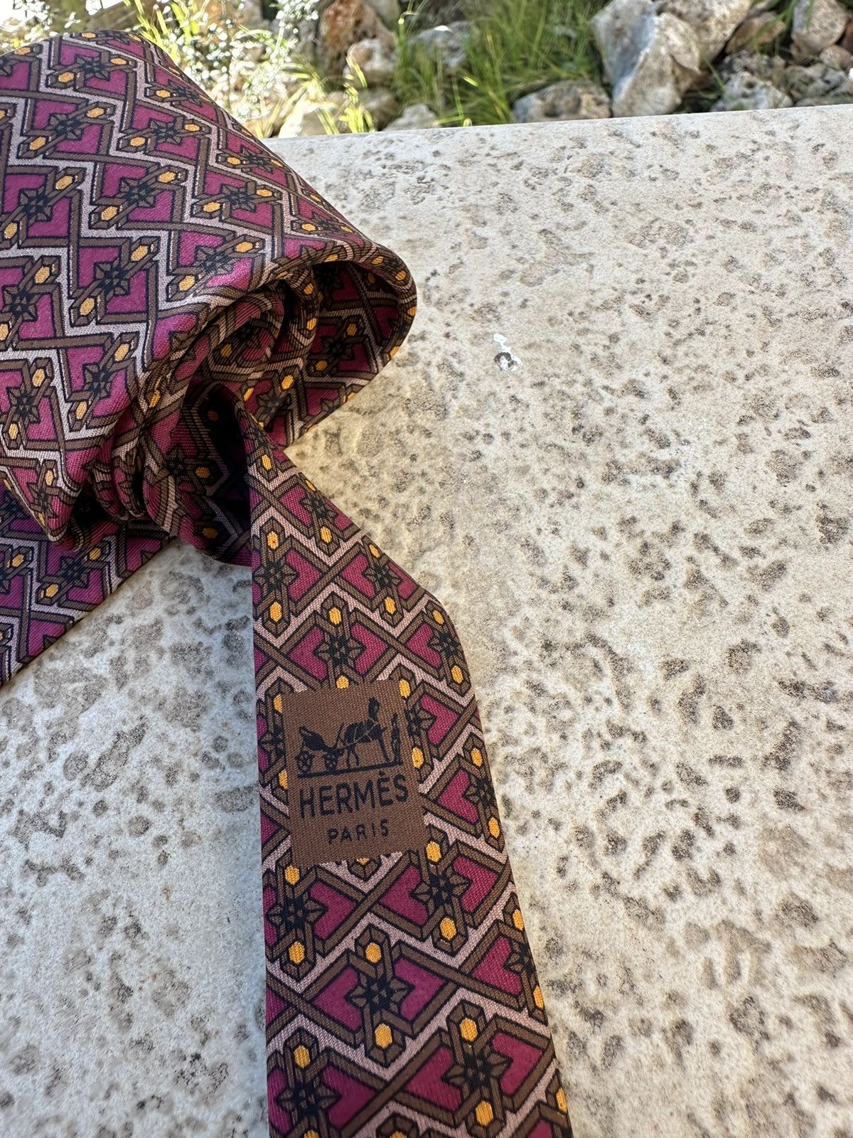 Hermes Hermès Silk Red Tie Size ONE SIZE - 3 Thumbnail