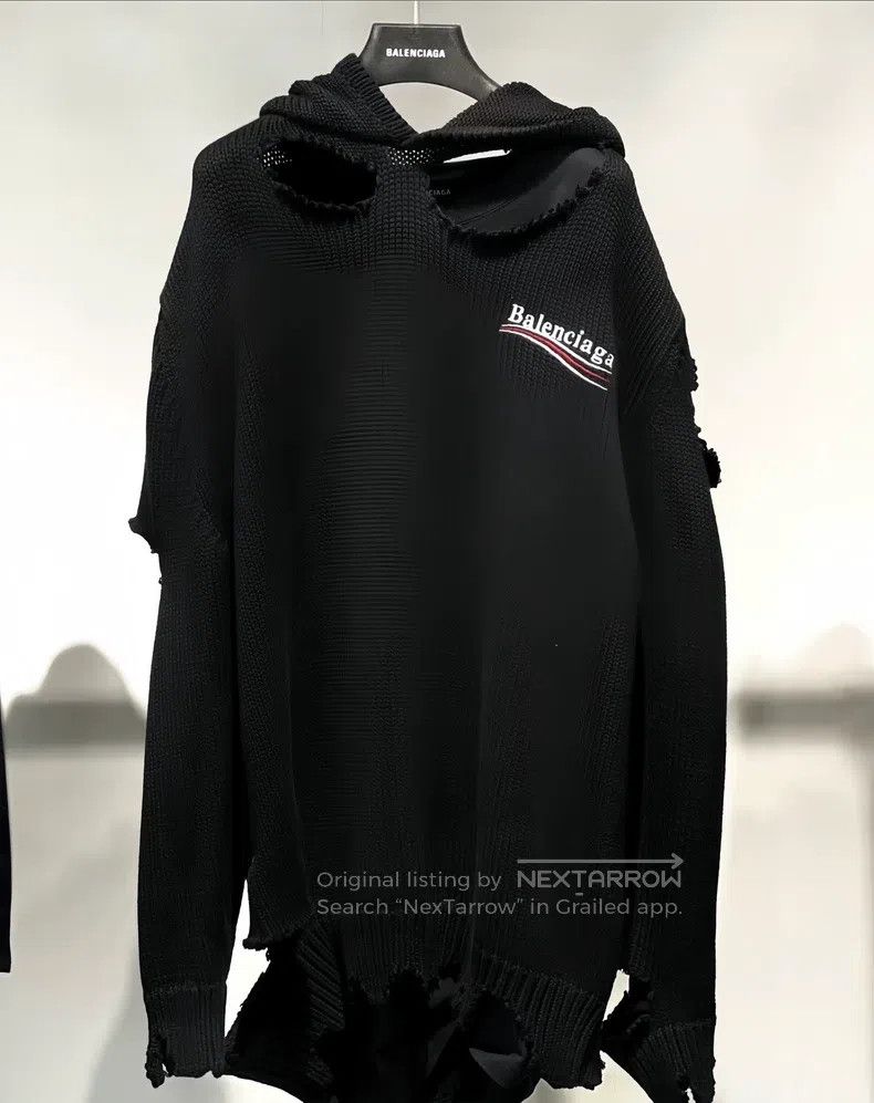Balenciaga Balenciaga Distressed Hooded Sweatshirt Size US XS / EU 42 / 0 - 1 Thumbnail