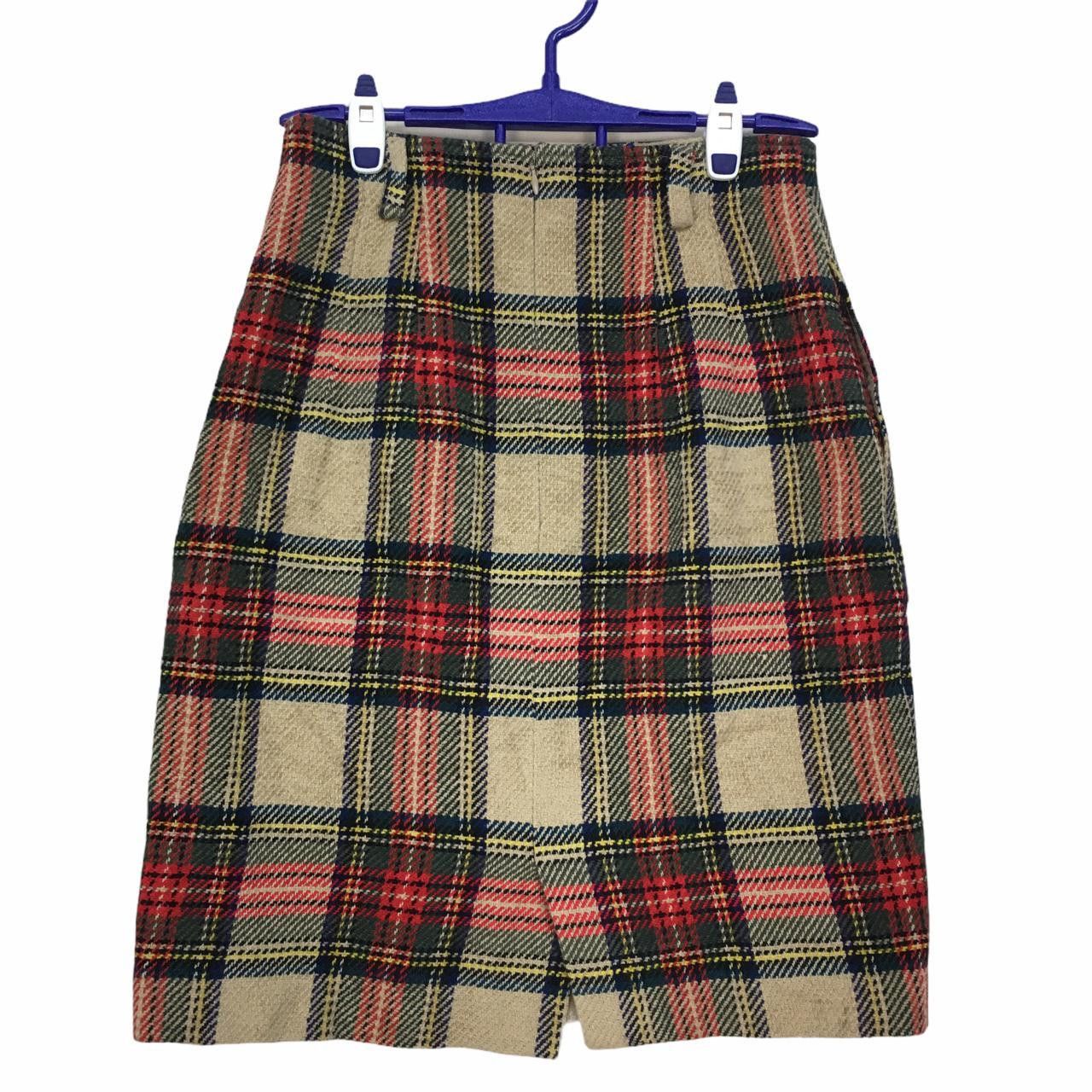 Vintage Vtg GREEN EYE Plaid Mini Skirt Pencil Skirt Streetwear Size 26" / US 2 / IT 38 - 1 Thumbnail