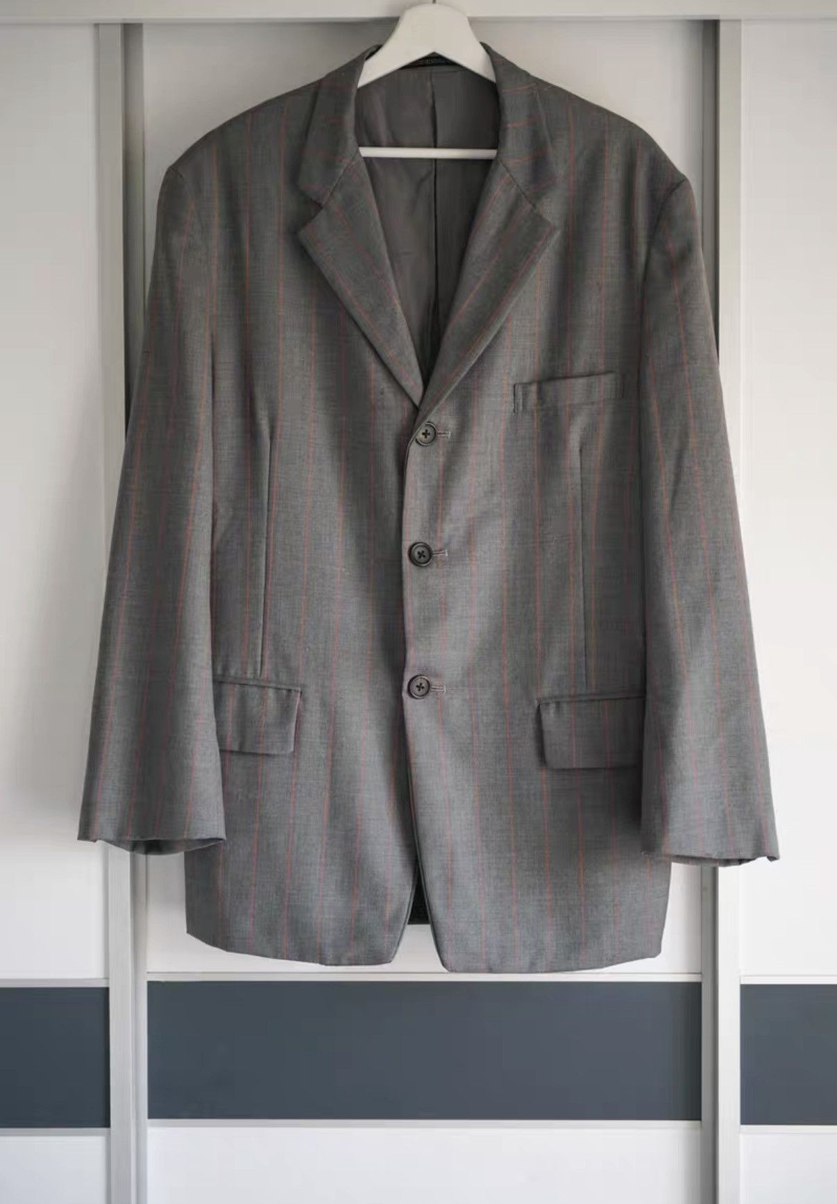 Yohji Yamamoto Yohji Yamamoto Rokumeikan Gray & Orange Striped Blazer K4 Size US S / EU 44-46 / 1 - 1 Thumbnail
