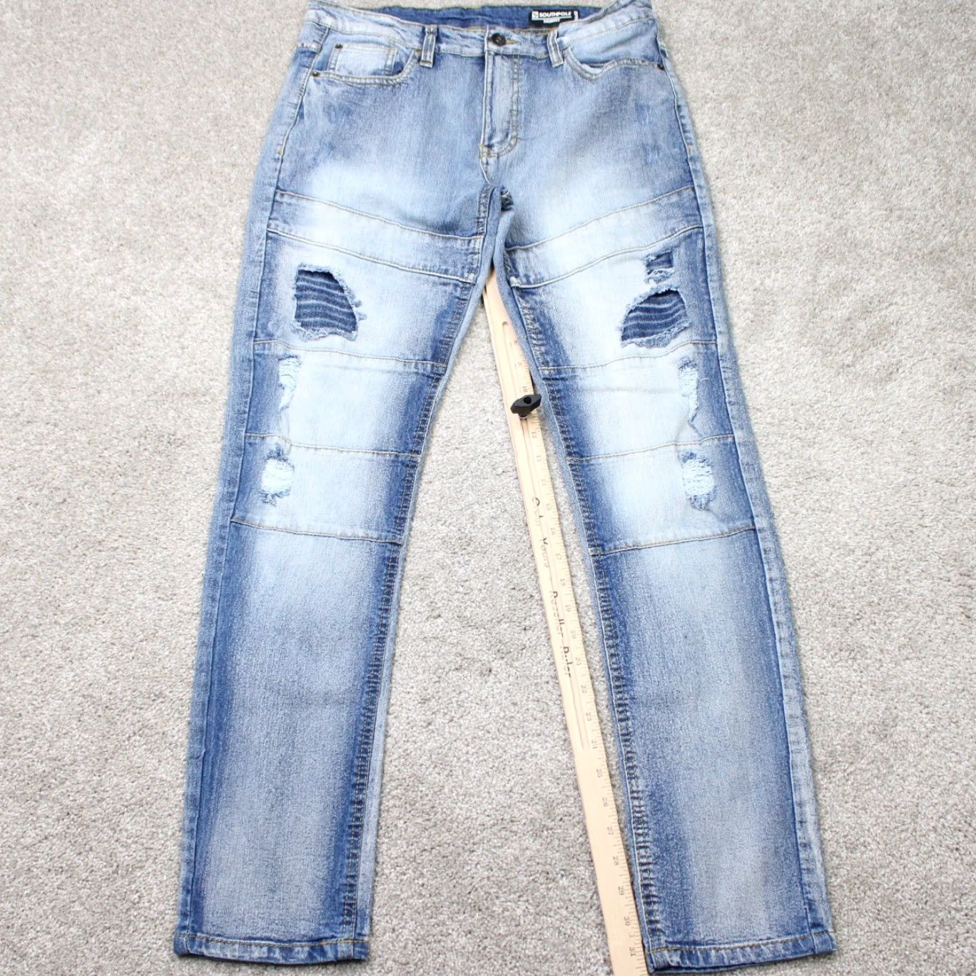 Southpole Southpole Jeans Mens 34x32 Blue Skinny Distressed Moto Stretch Denim Grunge Y2K Jeans Denim Distressed 90s Grunge Mens Size US 34 / EU 50 - 4 Thumbnail