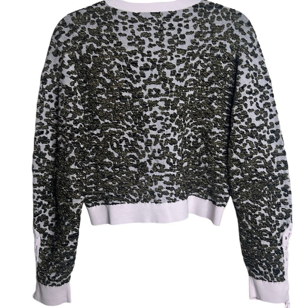 Jonathan Simkhai Animal Print Jacquard Cropped Sweater Lace L NWT