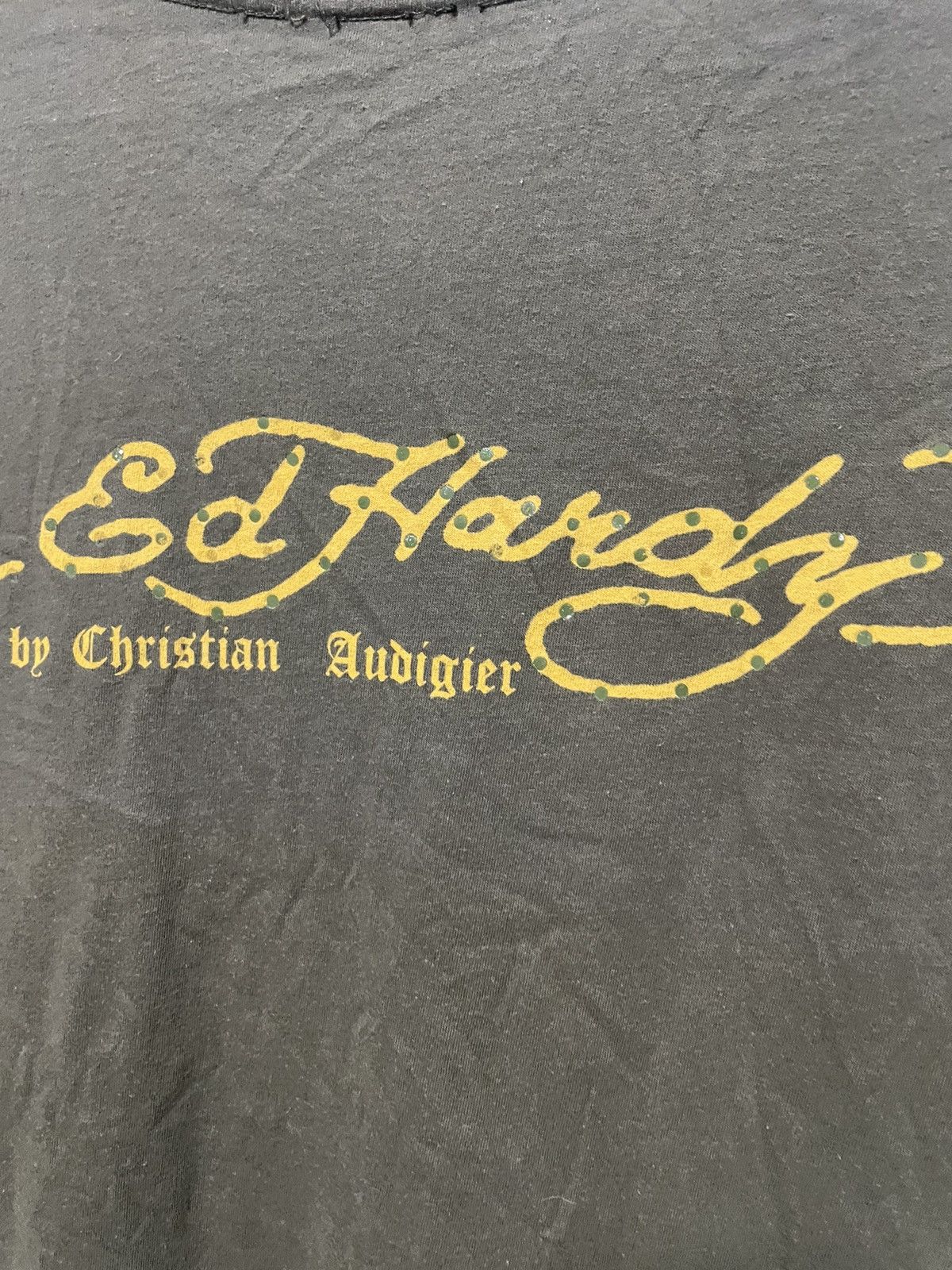 Christian Audigier × Ed Hardy Rare Vintage Ed Hardy Naked Pin Up Girl Rose 00s USA T-shirt Size US M / EU 48-50 / 2 - 10 Thumbnail